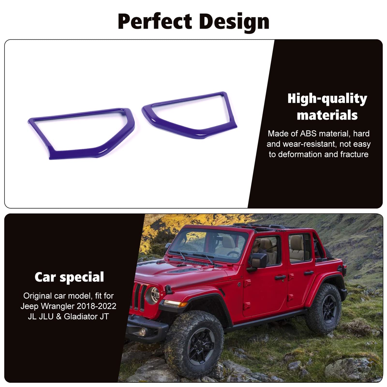 RT-TCZ A Pillar Speaker Trim Cover Ring - Interior Accessories for Jeep Wrangler JL JLU & Gladiator JT 2018-2022 - Purple Decorative Upgrade - Perfect for Off-Roading & Custom Car Styling