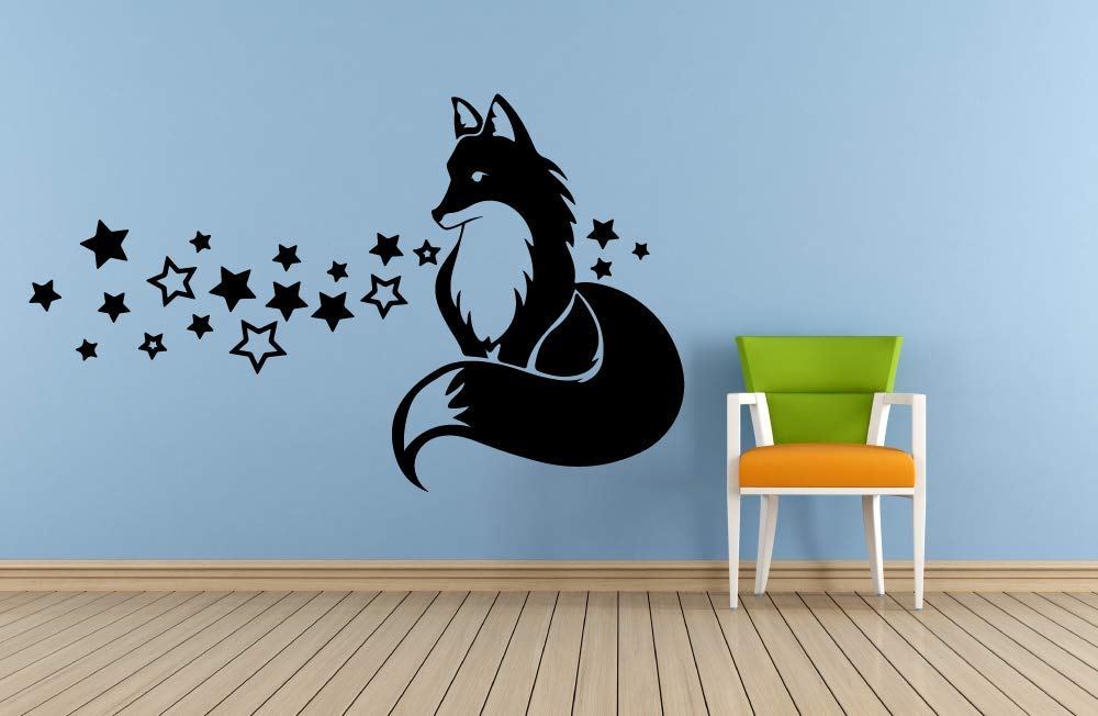 Adorable Fox Star Wall Stickers - Jungle Wildlife Animal Decals for Kids Room, Nursery, Bedroom - 18x20 Inch Vinyl Wall Art Decor - Perfect for Home, Kindergarten & Zoo-Themed Party Decorations