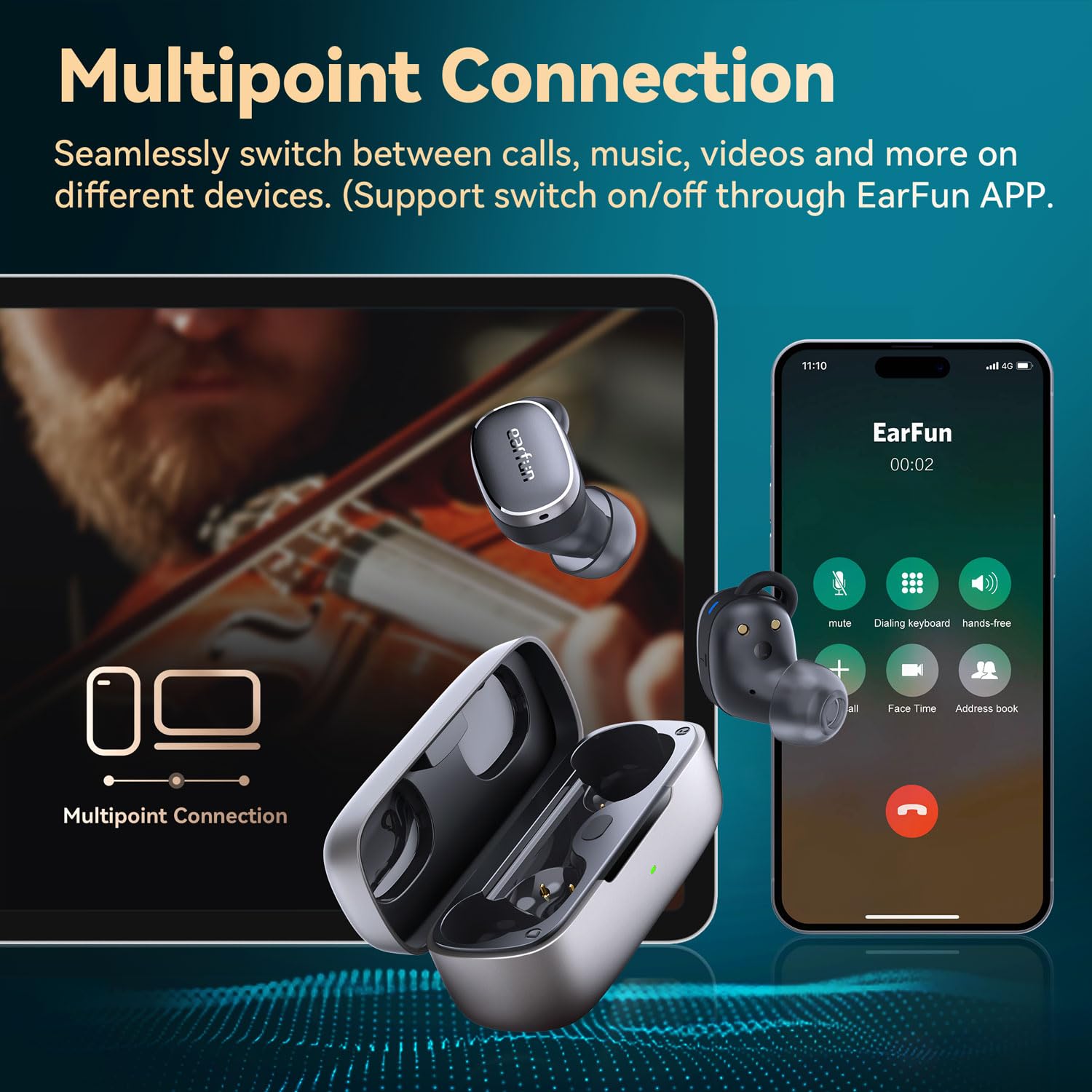 EarFun Free Pro 3 ANC Wireless Earbuds with Hi-Res Sound & aptX™ - Perfect for Travel & Work