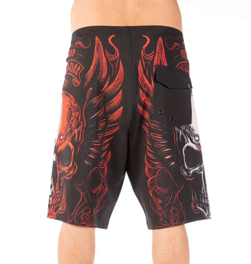 Headrush Men's Hell Wings Board Shorts - Quick-Dry Swim Trunks for Surfing, Swimming & Beach Activities | Comfortable & Durable Swimwear for Men