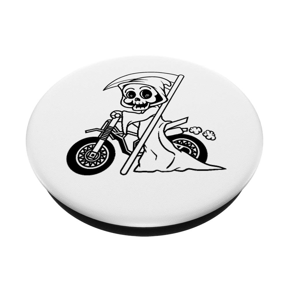 Funny Grim Reaper Riding Dirt Bike PopSockets - Phone Grip & Stand for iPhone, Samsung & Tablets - Cool Gift for Men & Kids - Perfect for Gaming, Cycling & Outdoor Adventures