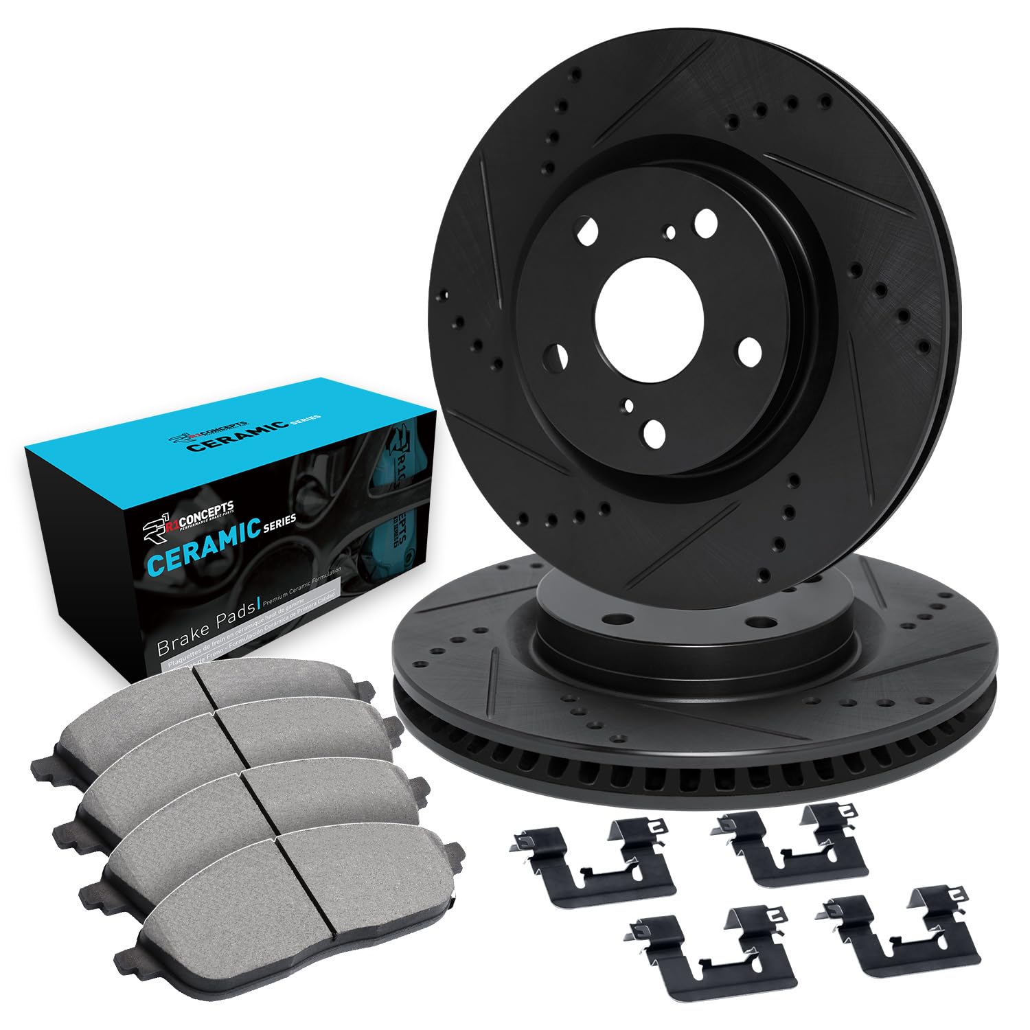 R1 Concepts Premium Front Brake Kit with Ceramic Pads & Rotors - Complete Hardware Included (1BC.53004.42) | Perfect for Sedans, SUVs & Trucks | Smooth Stopping Power & Reduced Noise