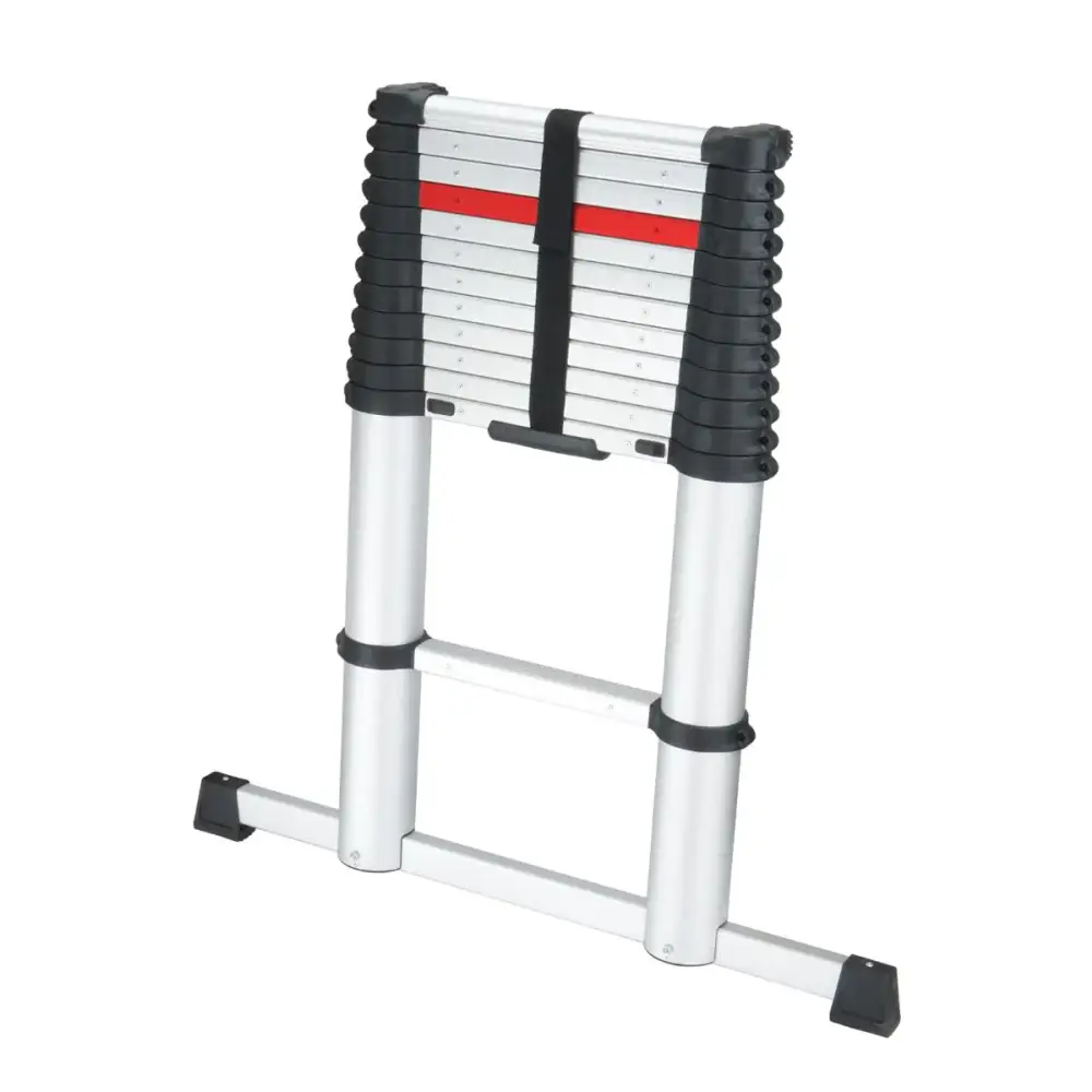 Climb It Telescopic Ladder with Stabilizer Bar - Extendable Aluminum Ladder for Home, Roof, and Construction Use - Perfect for Indoor & Outdoor Projects