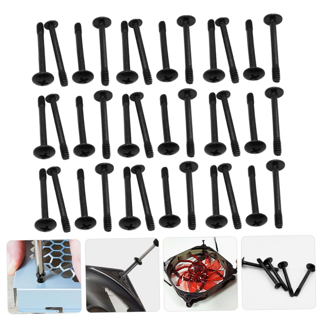50pcs 30mm Steel Computer Fan Screws Kit - Vibration Reduction Mounting Screws for PC Case Fans, CPU Coolers & Gaming Rigs - Secure & Durable Fan Installation Accessories