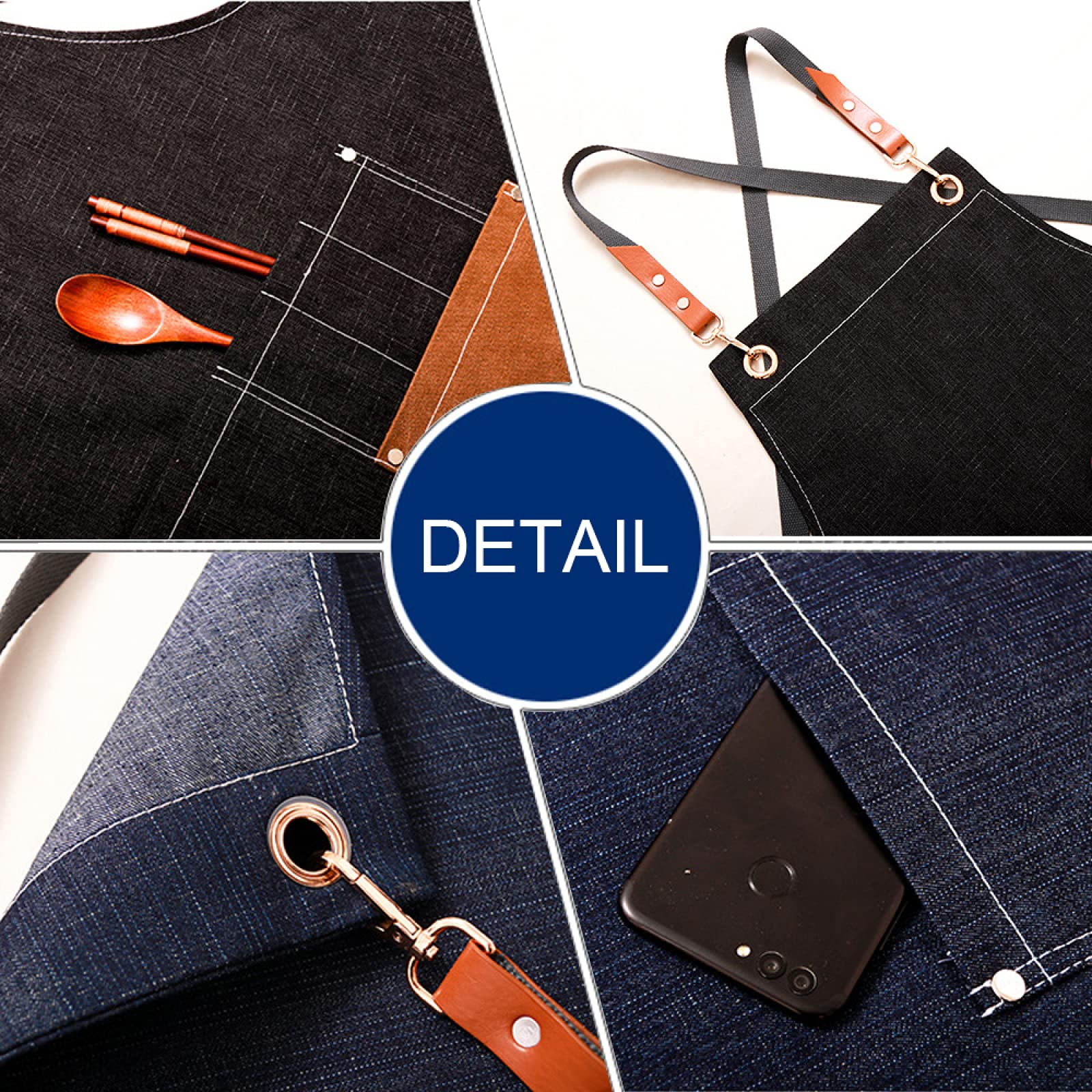 Premium Denim Cooking Apron for Chefs, Baristas & Florists - Heavy Duty Work Apron for Restaurants, Cafes & Flower Shops - Perfect for Cooking, Baking & Gardening