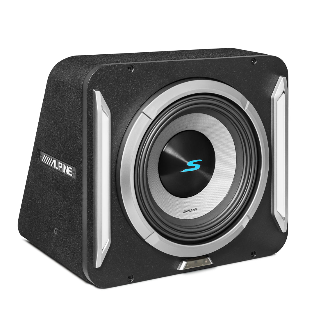 Alpine S2 SB10 10-Inch PrismaLink S Series Preloaded Subwoofer Wedge Enclosure - Powerful Bass for Car Audio & Home Theater Systems