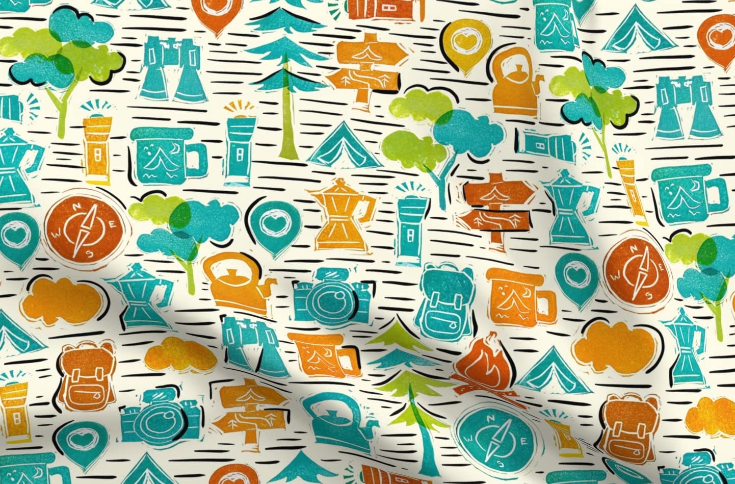 Happy Nature Trees Printed Minky Fabric by The Yard - Soft Plush Fabric for Sewing Baby Blankets, Quilt Backing & DIY Projects - Perfect for Nursery Decor, Cozy Throws & Home Crafts