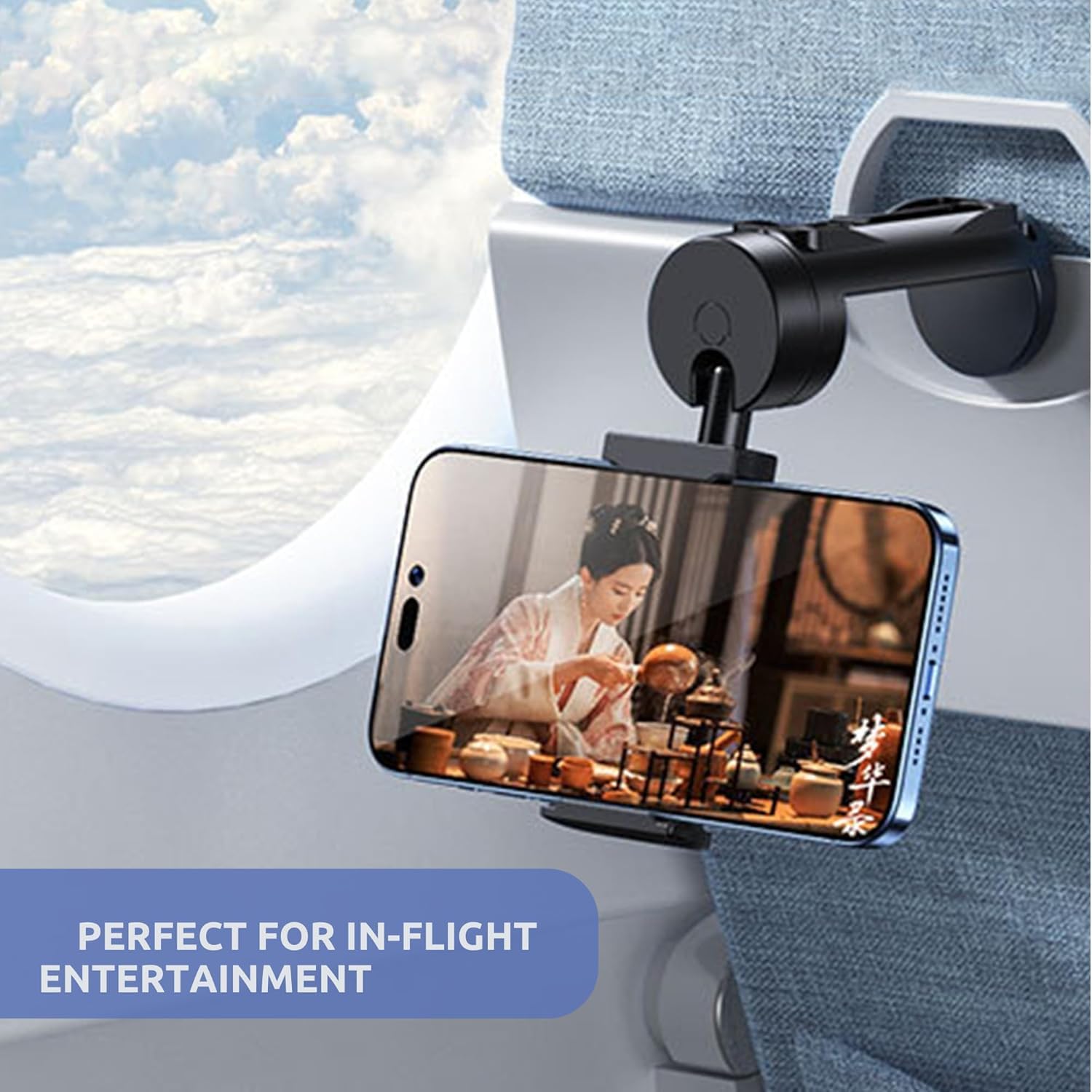 Universal Phone Holder for Airplane, Car & Golf Cart - Hands-Free Stand for iPhone & Samsung - Perfect for Travel, Cruises, Flights & Vacations - Fits Airplane Tables, Car Seats & Desks