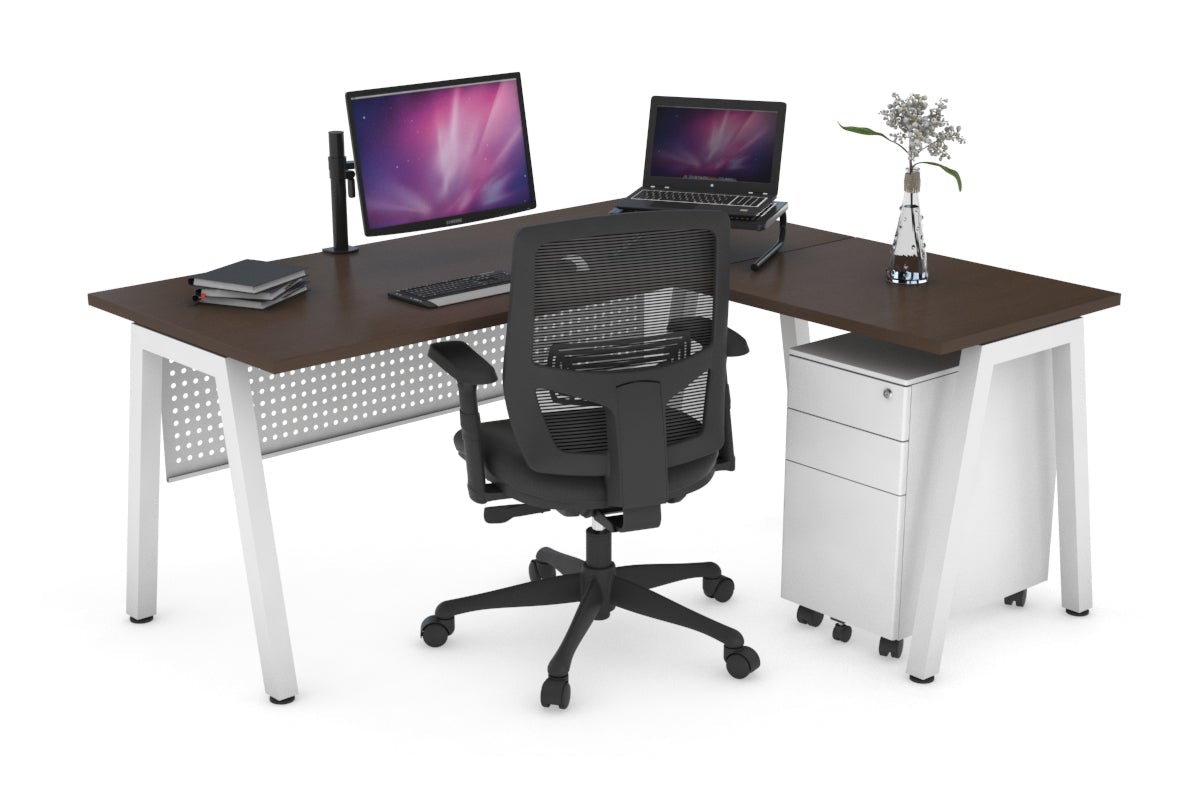 L-Shaped Corner Office Desk with Quadro A Legs - 1400L x 1450W - Modern Ergonomic Workstation for Home Office & Gaming Setup