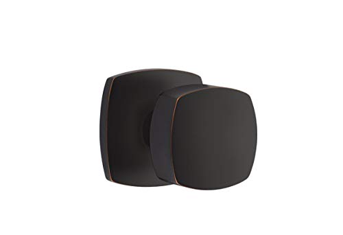 EMTEK Urban Modern Rosette Privacy Door Lock Set with Matching Freestone Square Knob - Left/Right Handed - 7 Finish Options (Oil Rubbed Bronze US10B) - Model 5326FRKUS10B - Perfect for Bedrooms, Bathrooms & Home Offices