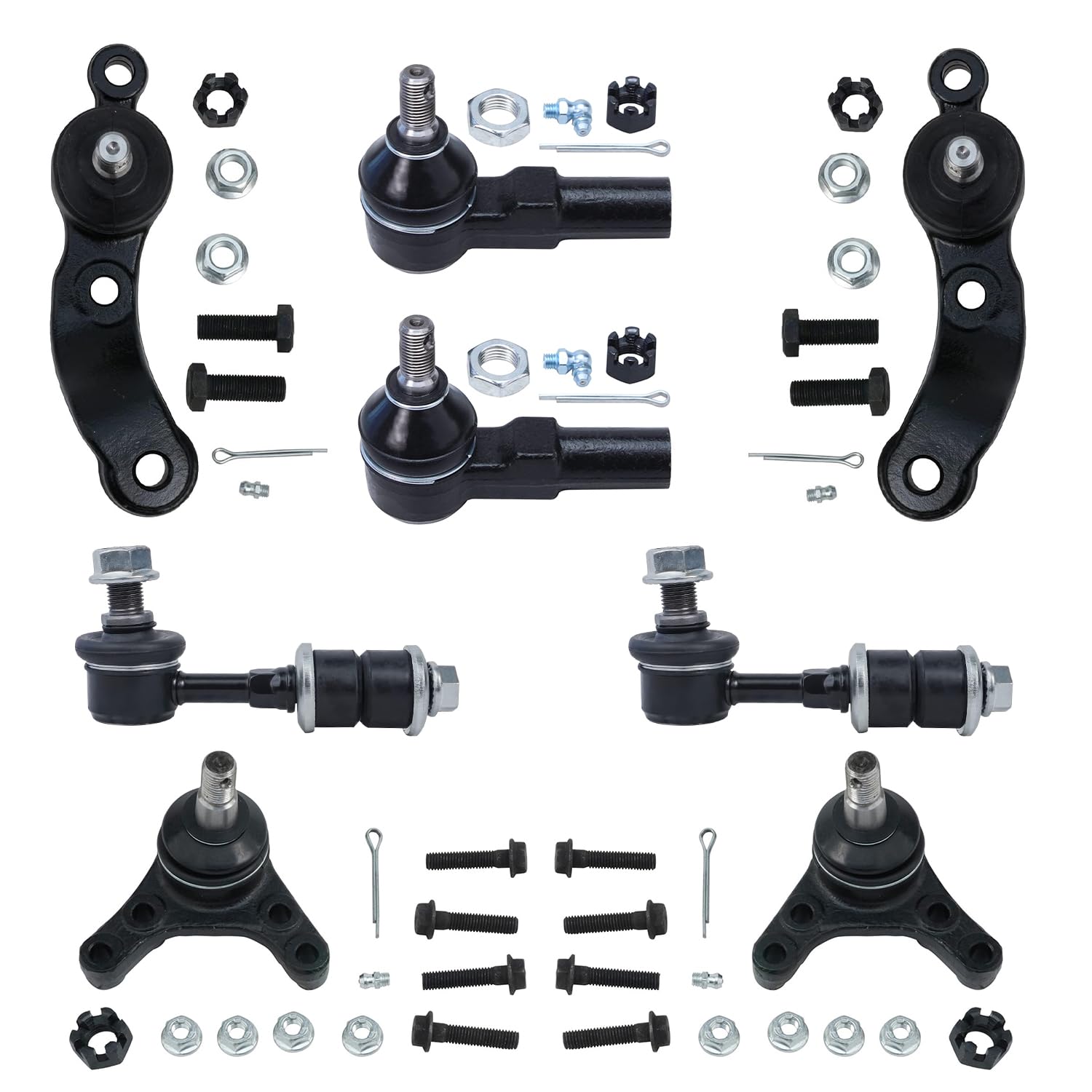 Detroit Axle - 8pc Front Suspension Kit for 2001-2004 Toyota Tacoma RWD | Stabilizer Sway Bars, Outer Tie Rod Ends, Lower & Upper Ball Joints Replacement | Perfect for Off-Roading, Daily Commuting & Truck Maintenance