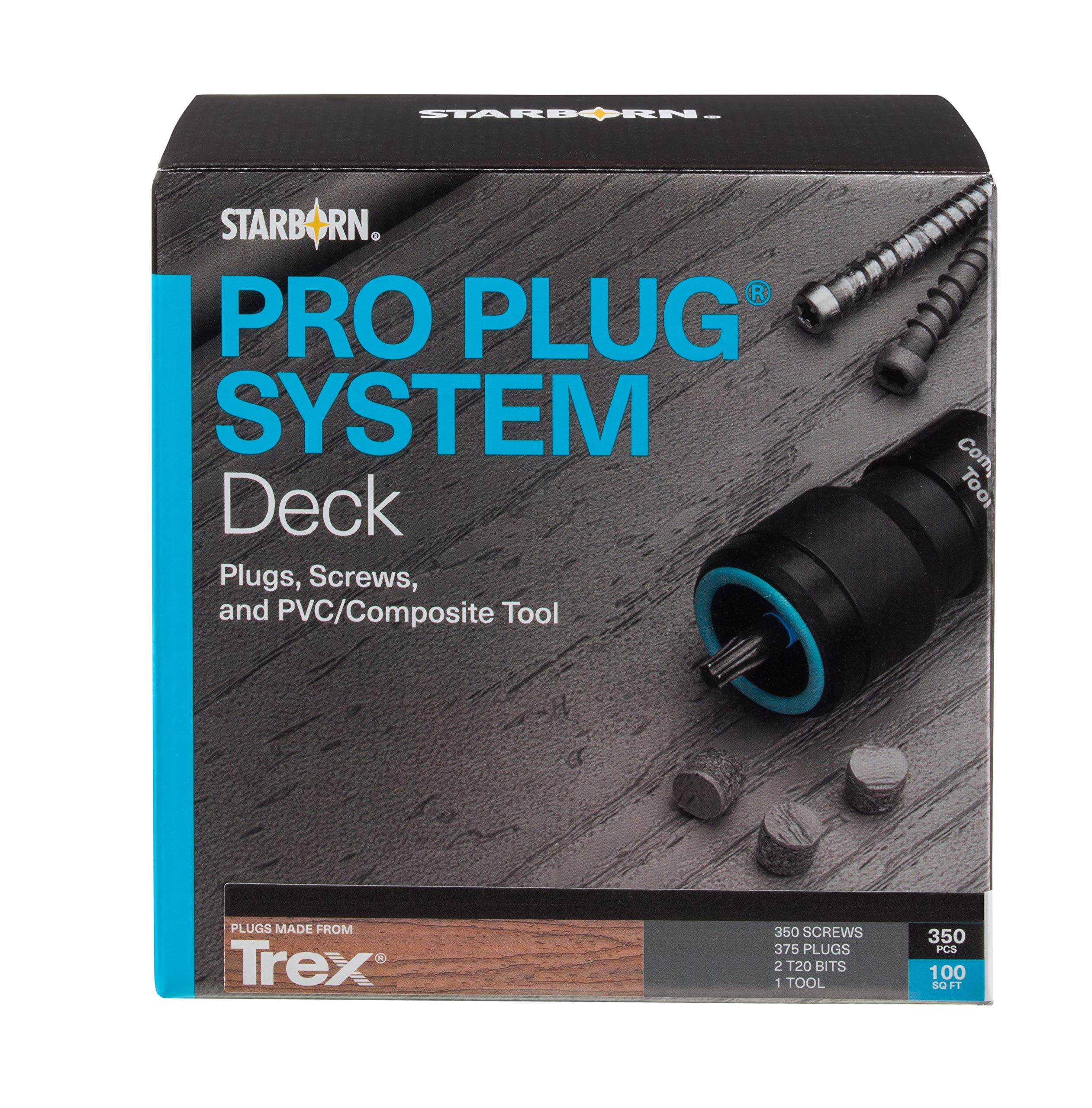 Premium Pro Plug System for Trex Decking - 375 PVC Plugs & 350 Stainless Steel Screws (Covers 100 sq ft) | Durable Hidden Fasteners for Vintage Lantern Composite Deck Installation & Outdoor Patio Projects