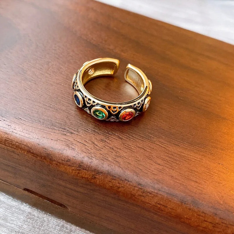 Evil Eye Bohemian Enamel Thumb Ring for Women | Turkish Nazar Boncuk Protection Jewelry | Handmade Silver Plated Statement Ring for Good Luck, Spiritual Protection & Fashion Accessories | Perfect for Boho Chic, Festival & Everyday Wear