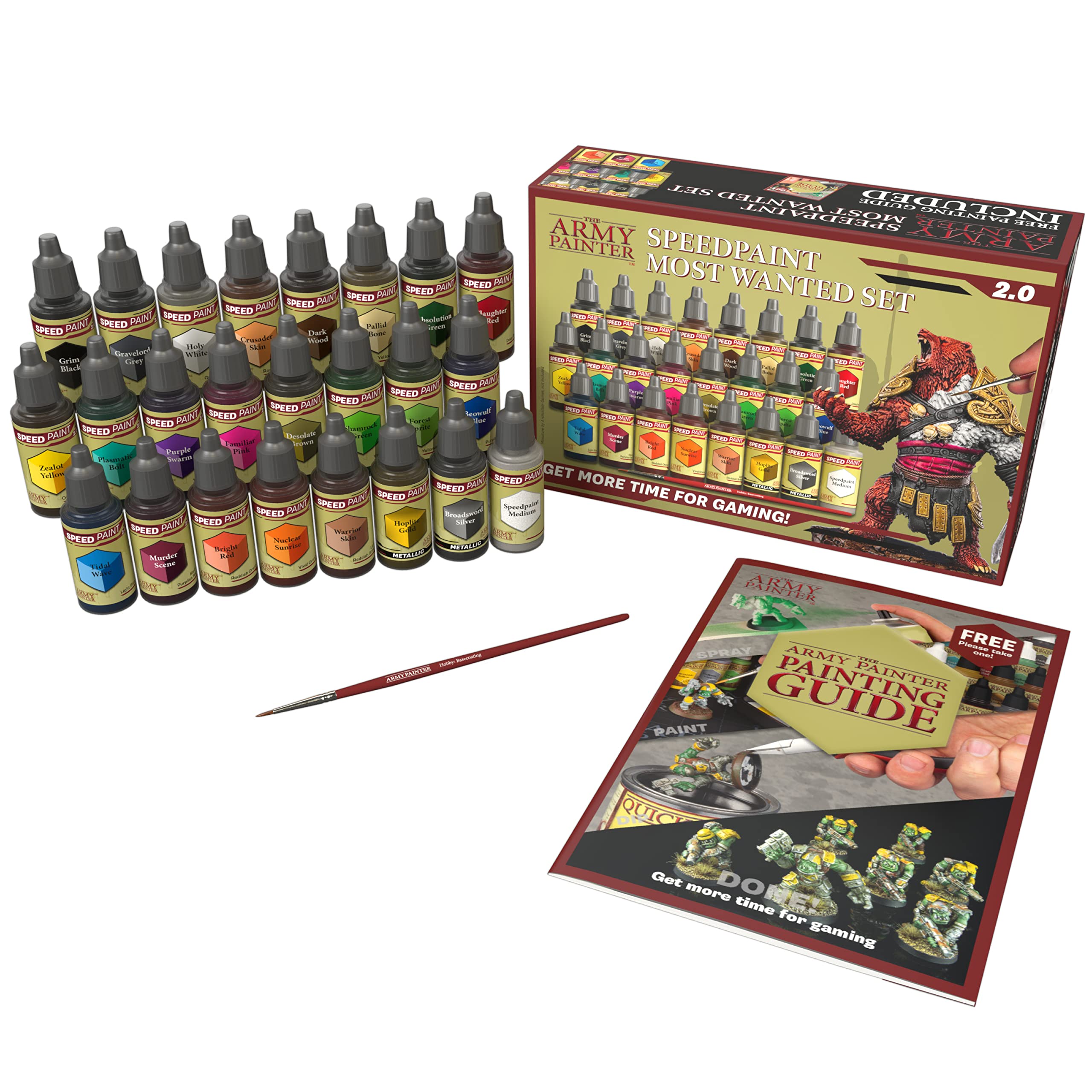 The Army Painter Speedpaint Most Wanted Set 2.0 - 24 Colors x 18ml Fast-Drying Model Paint Kit with Mixing Balls & Brush - Perfect for Miniatures, Warhammer, D&D, and Plastic Model Painting - Ideal for Hobbyists, Gamers, and Tabletop Enthusiasts