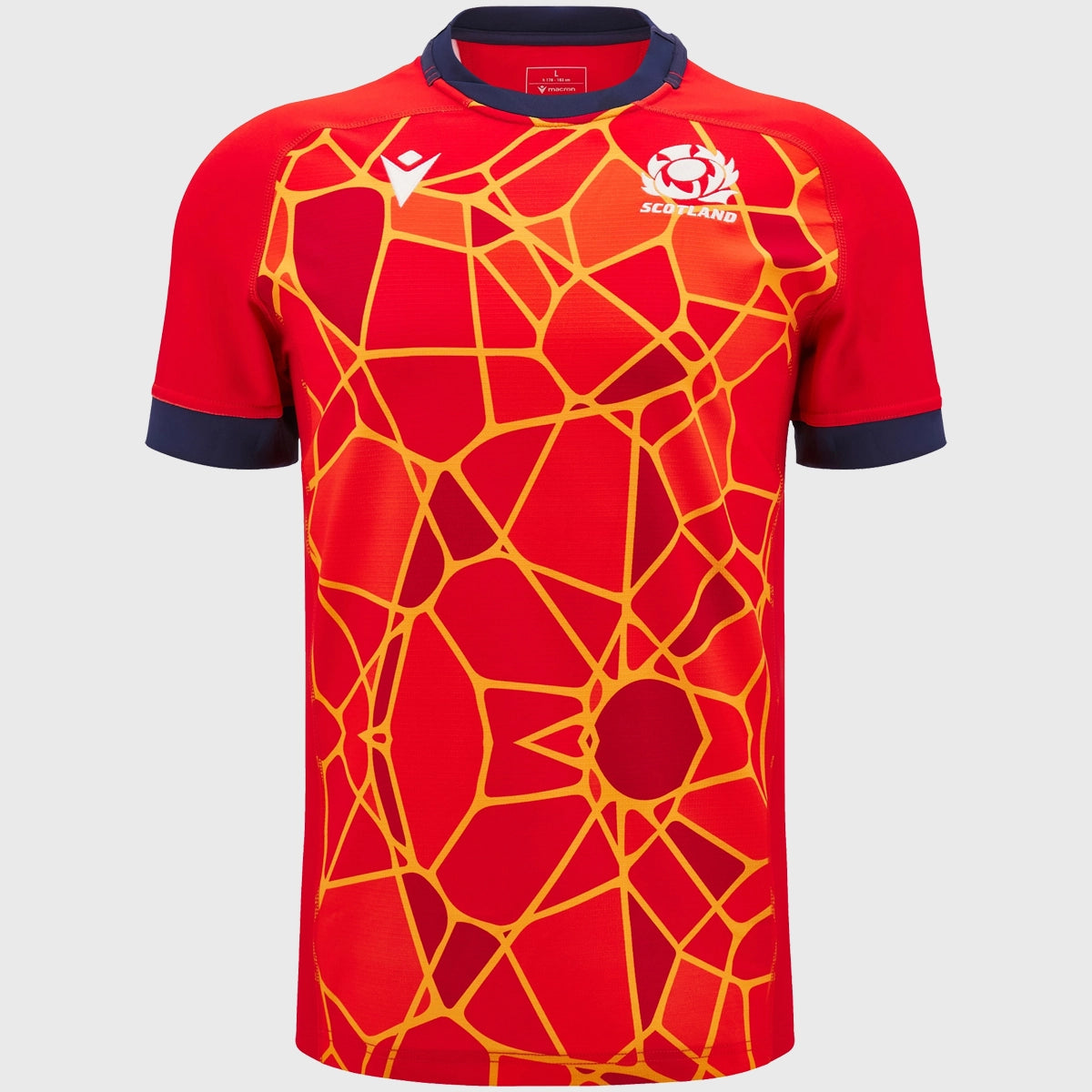 2024/25 Scotland Men's Rugby Training Jersey - Macron Red Performance Shirt for Rugby Practice & Fan Support