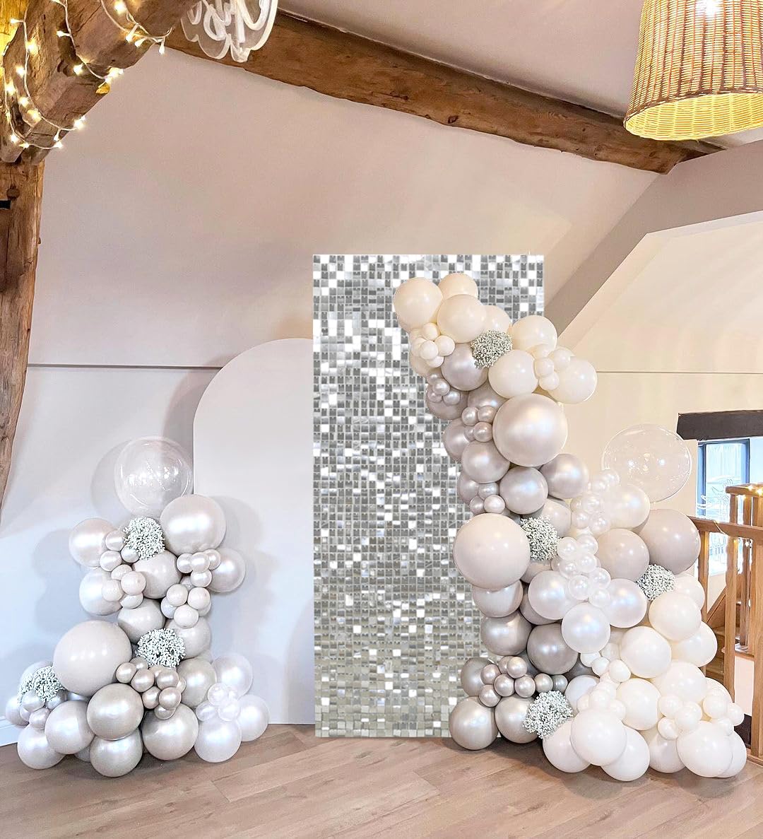 Silver Sequin Wall Backdrop - 12 Panels Glitter Party Background for Wedding, Baby Shower, Birthday Decor | Perfect for Photo Booths, Event Decorations & Celebrations