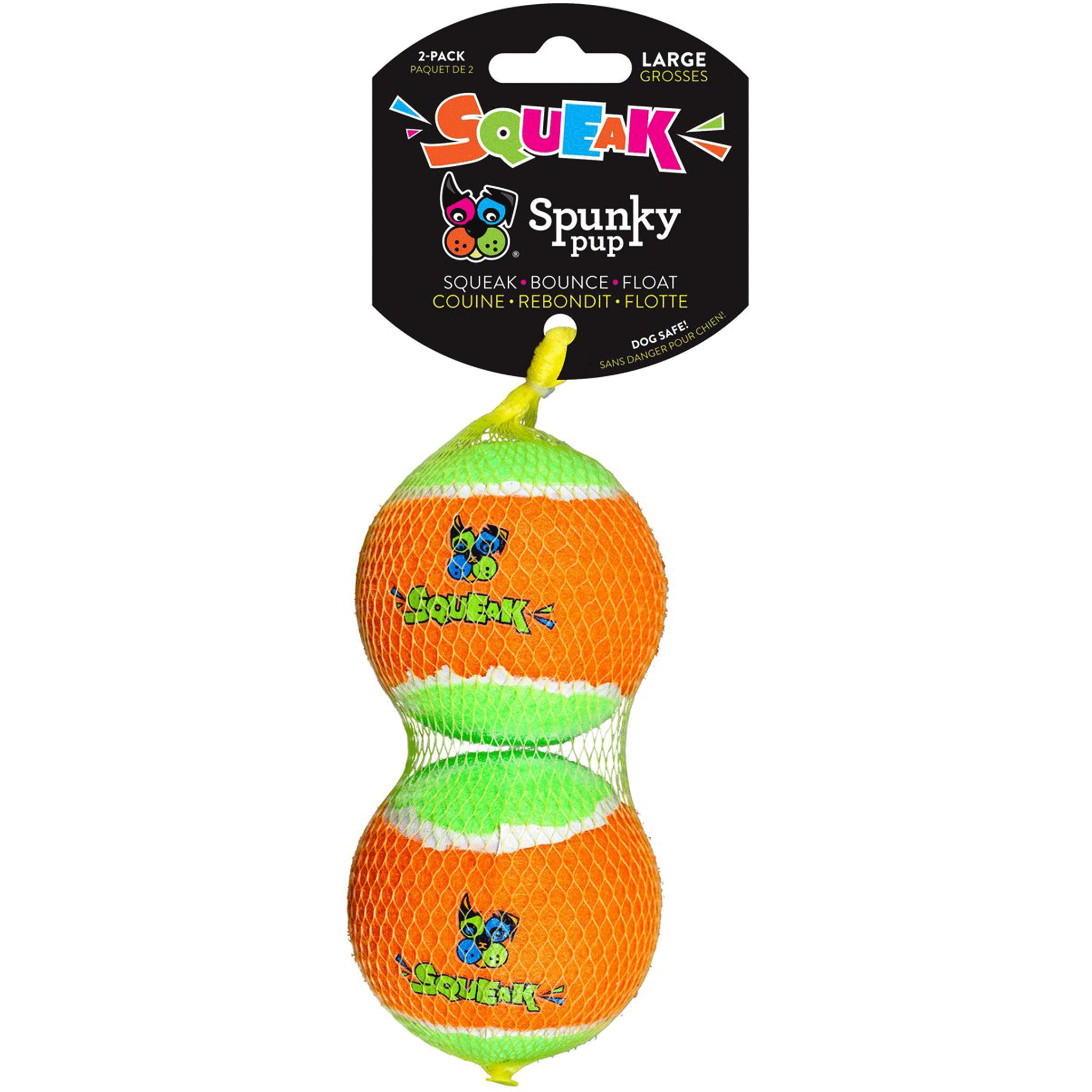 Spunky Pup 2 Pack Large Dog Tennis Balls - Durable Fetch Toys for Big Dogs, Outdoor Play & Training