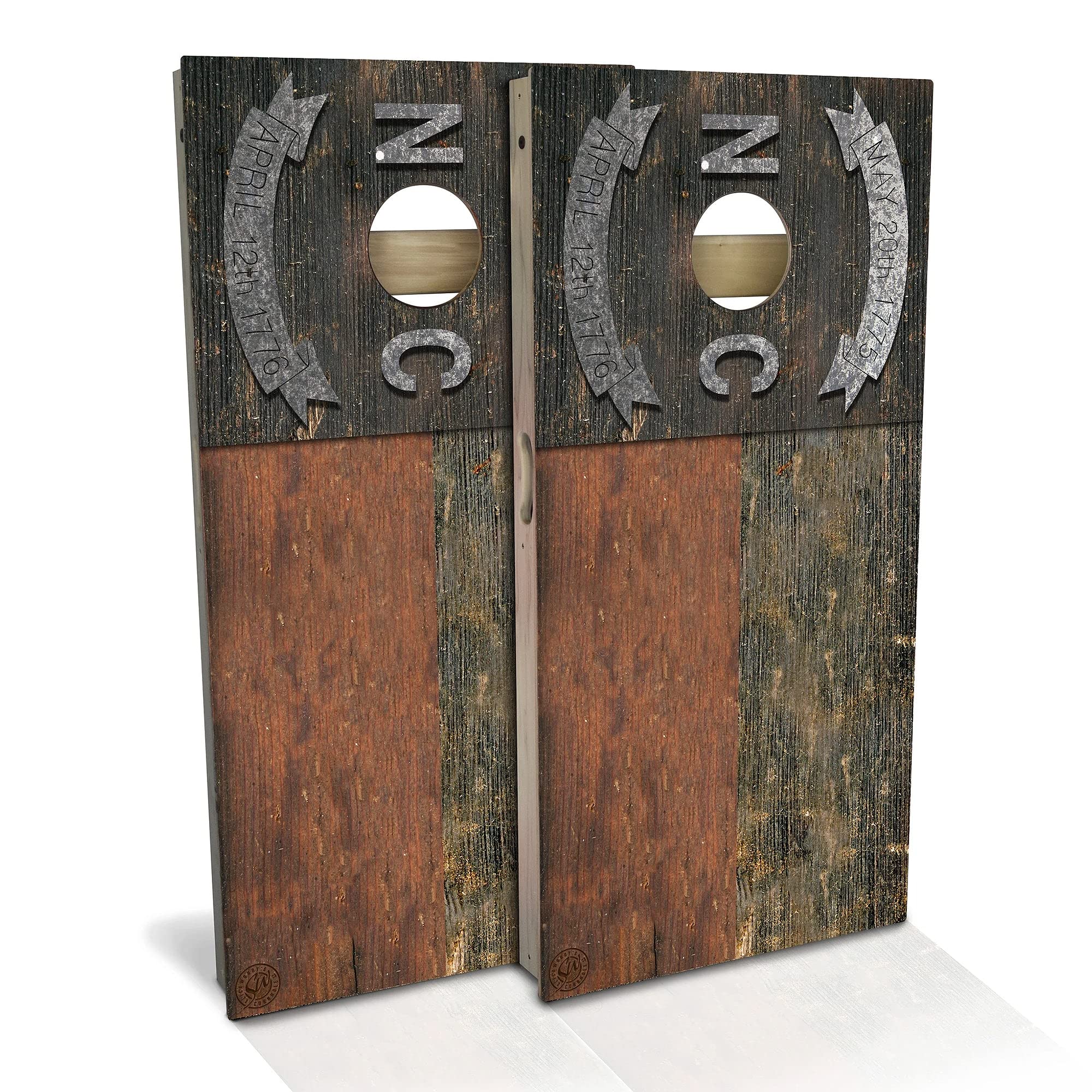 Skip's Garage North Carolina Rustic Flag Cornhole Set - Custom Solid Wood Cornhole Boards - Made in USA - Choose Size & Accessories - Perfect for Backyard BBQs, Tailgating & Outdoor Parties