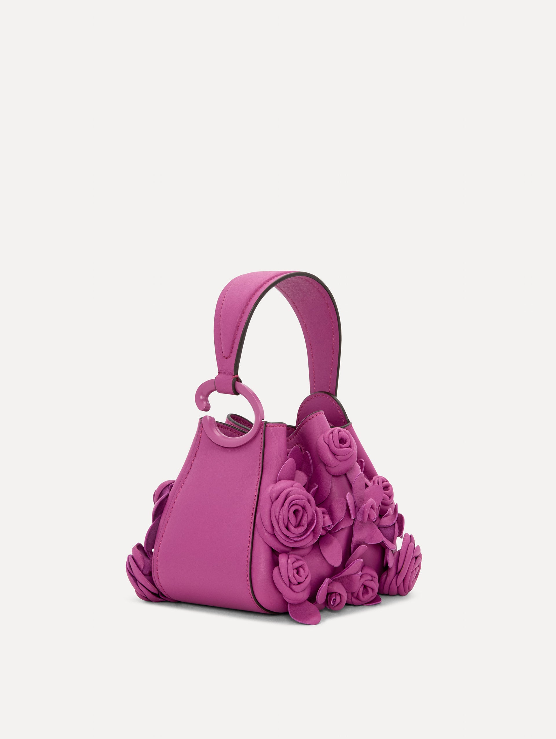 Elegant Nano Floral Appliqué O Handle Bag for Women - Stylish Crossbody Purse for Daily Use, Parties & Special Occasions