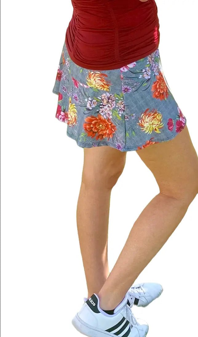 Nola Plaid Floral Tennis Skirt for Women - High Waisted Pleated Skirt for Tennis, Golf, Running & Casual Wear