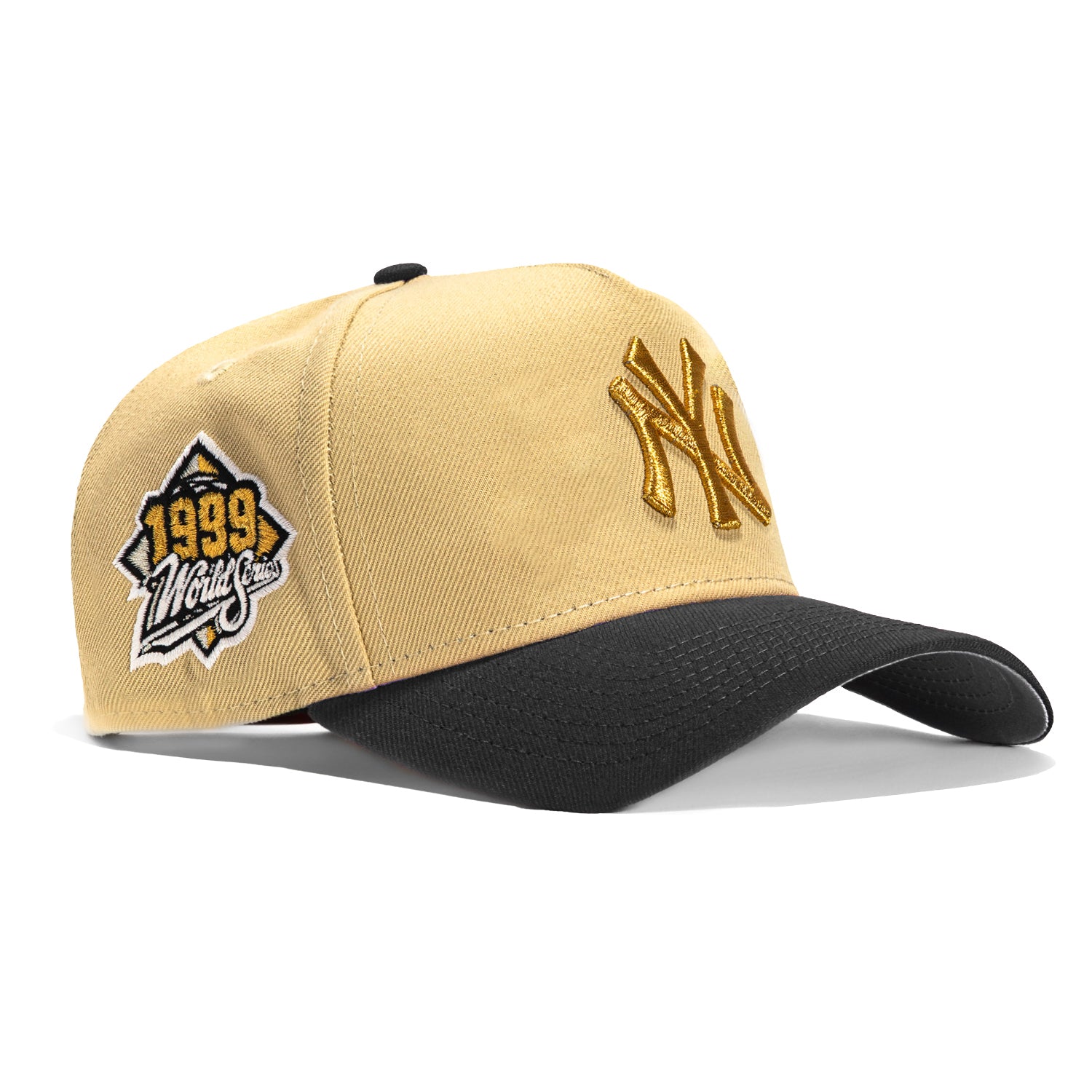New Era 9Forty A-Frame New York Yankees 1999 World Series Patch Snapback Hat - Tan & Graphite | Vintage Baseball Cap for Yankees Fans, Sports Collectors & Streetwear Fashion