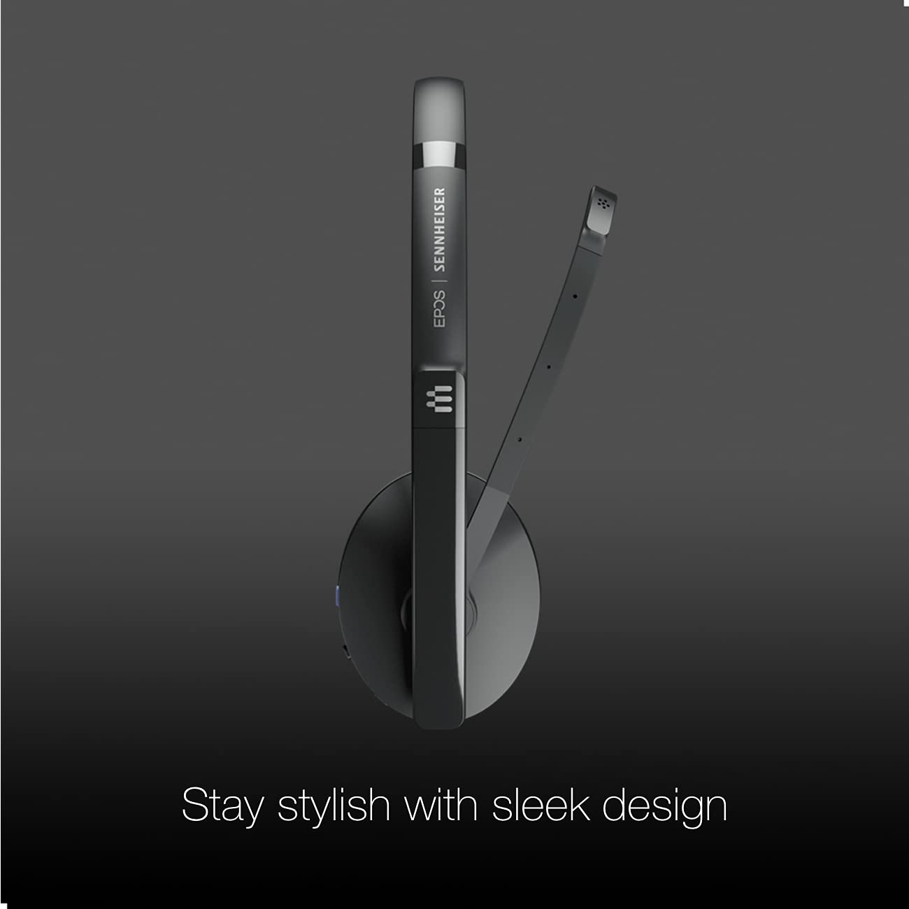EPOS Sennheiser 231 Mono Bluetooth Headset with USB-C Dongle - UC & Teams Certified for PC, Mac, Smartphone - Compatible with Zoom, RingCentral, Desk Phones - Includes Microfiber Cloth for Office & Remote Work