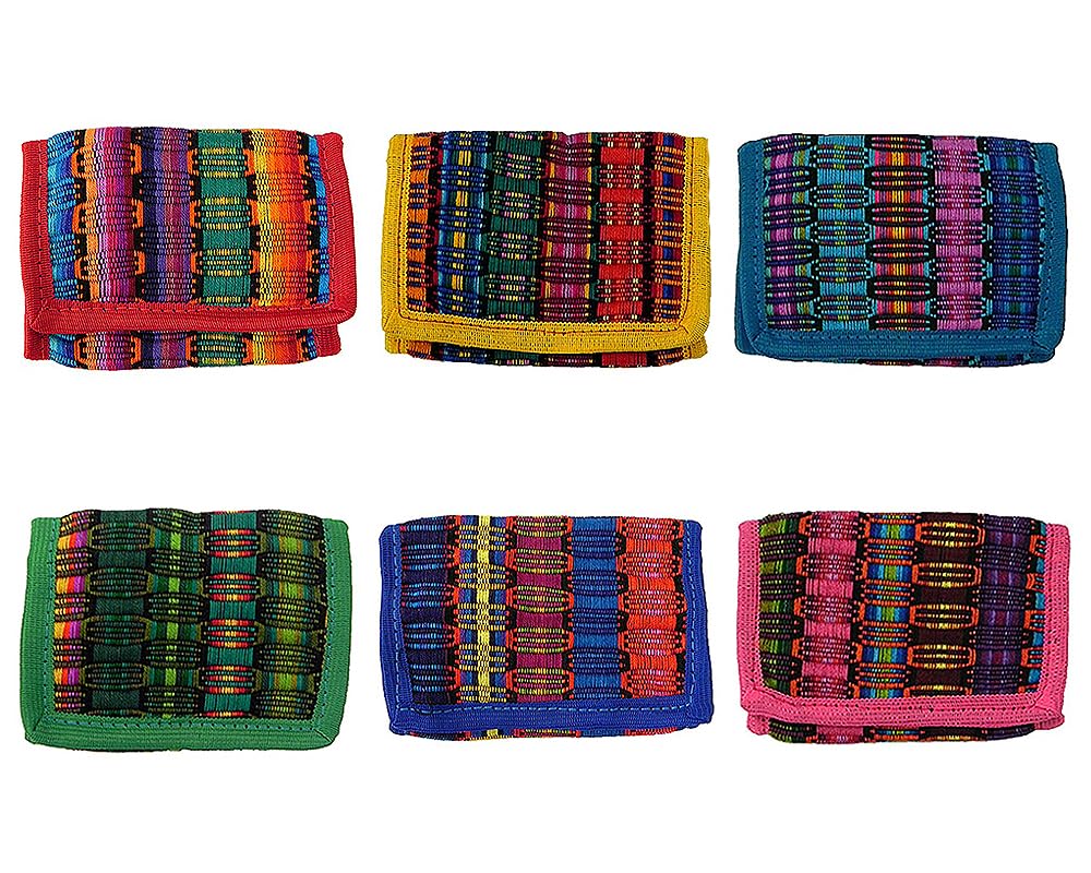 Multicolored Woven Striped Slim Soft Trifold Wallet Coin Purse with Card Slots - Handmade Boho Fashion Wallet for Women & Men | Perfect for Travel, Daily Use & Gift Giving (Blue)