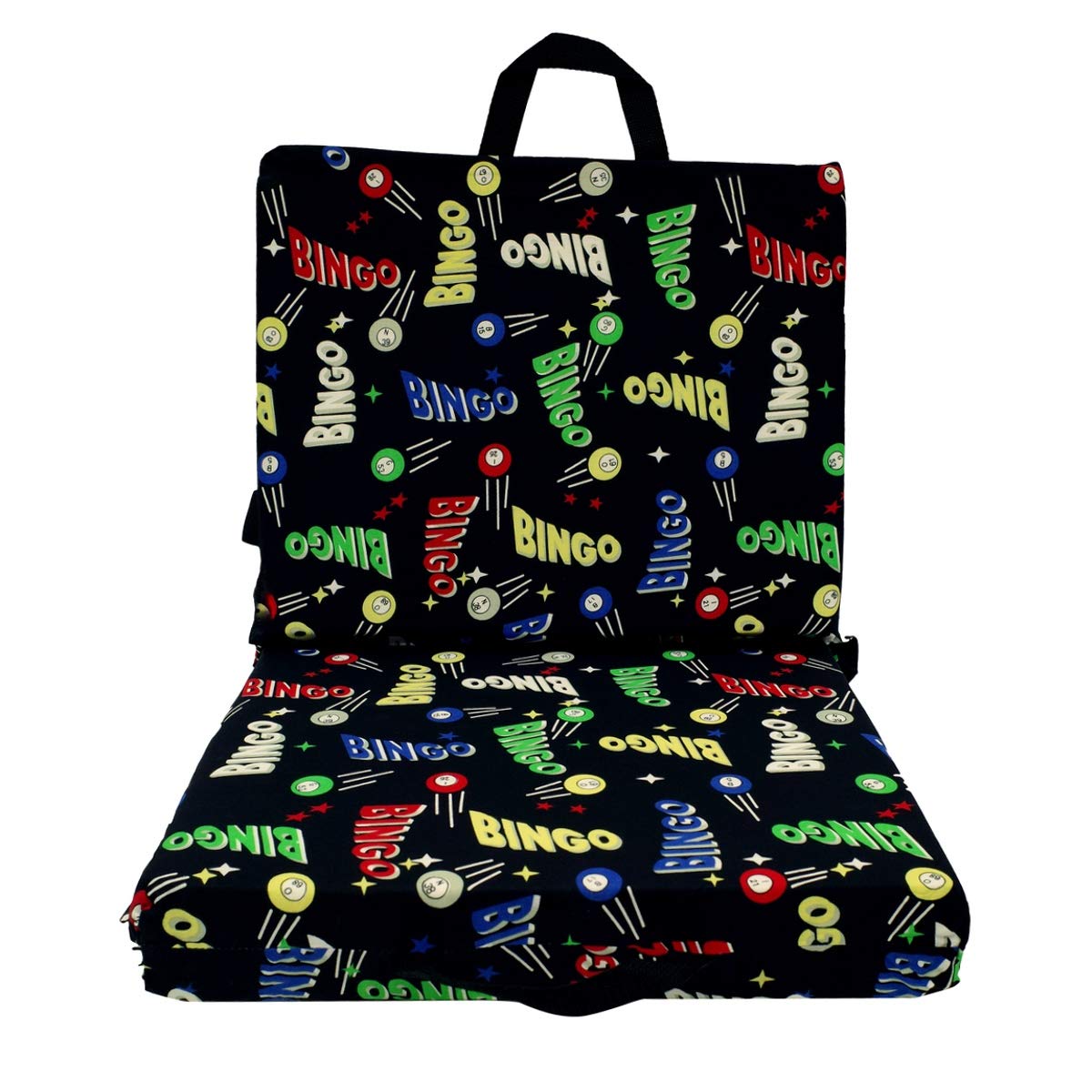 **Treasure Gurus Patterned Foam Bingo Game Seat Cushion - Foldable Double Office Stadium Chair with Back Support - Perfect for Bingo, Concerts, Sports Events & Home Use**