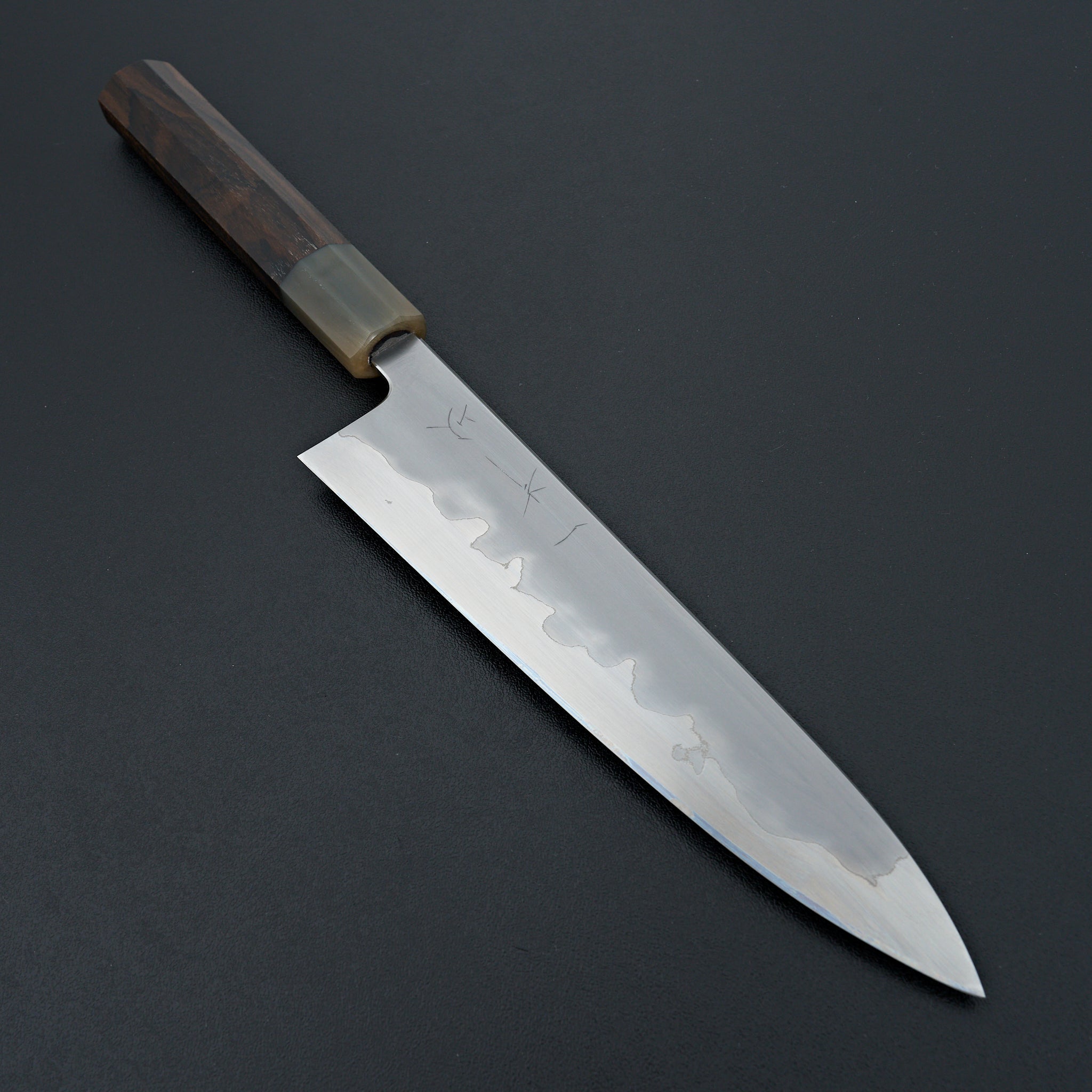 Hitohira Tanaka Izo Blue #1 Stainless Clad Gyuto 210mm Japanese Chef Knife with Ziricote Wood Handle - Perfect for Slicing, Dicing & Precision Cooking in Professional Kitchens & Home Use