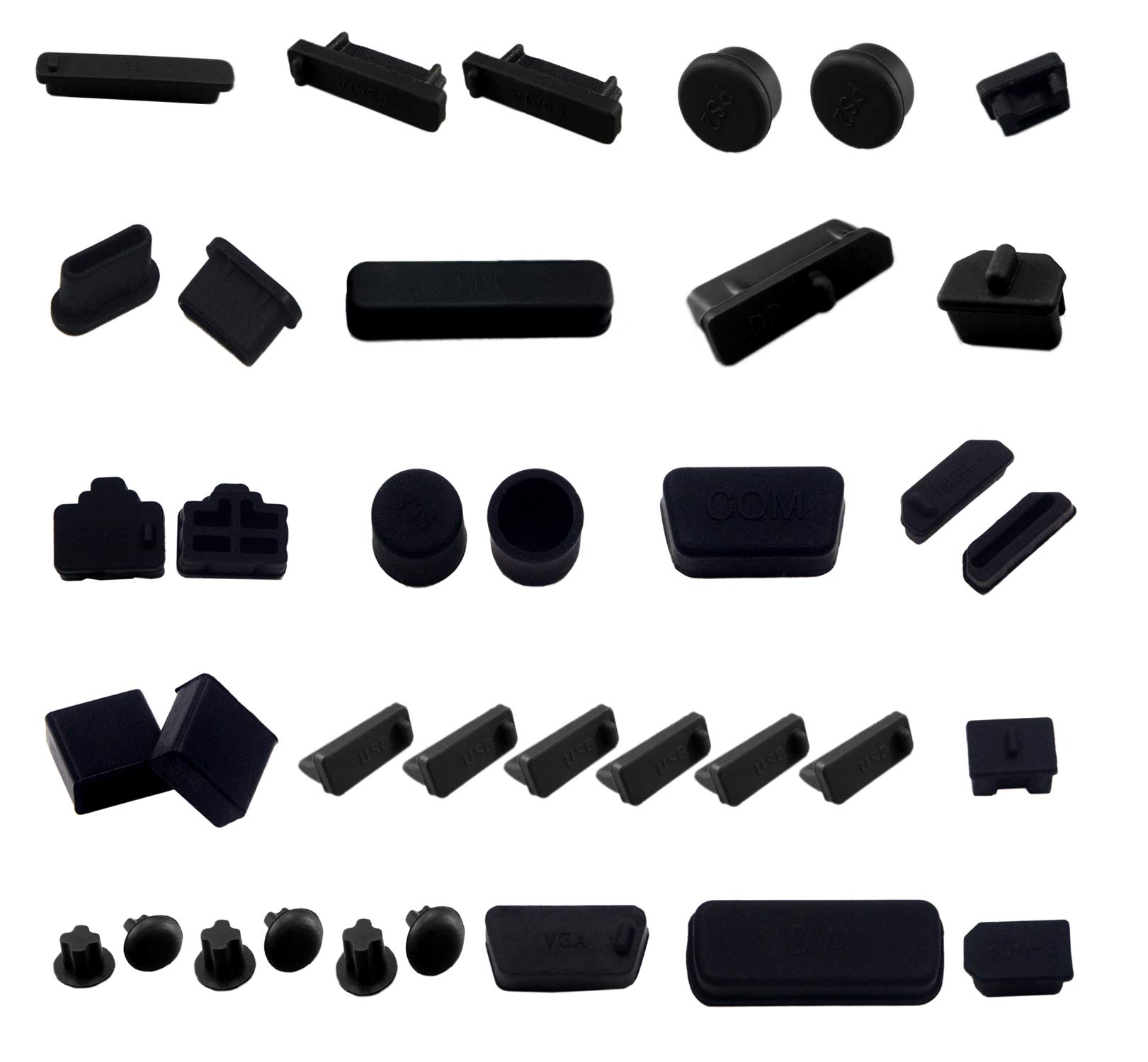 36 PCS Anti-Dust Plugs for Computer & Laptop Ports | 19 Types Universal Dust Covers & Stoppers | Protect PC & Laptop Ports from Dust & Debris | Ideal for Home, Office & Travel Use