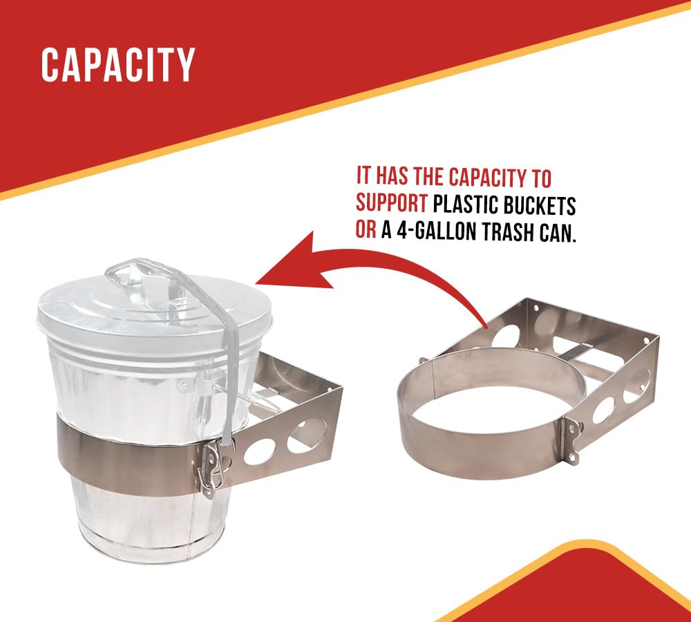 Mytee Products 4 Pack 4 Gallon Aluminum Trash Can Brackets Mount for Trucks & Trailers - Heavy Duty Mounting Holder for Galvanized Trash Cans 10-1/2