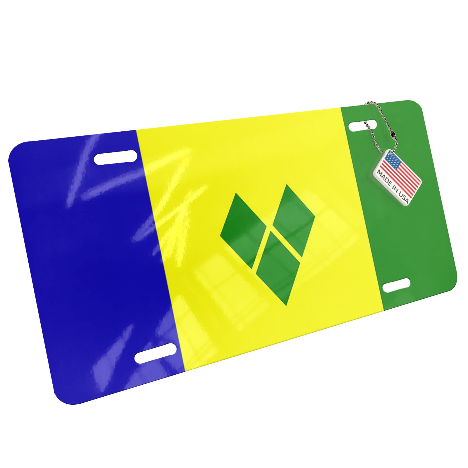 St. Vincent and The Grenadines Flag Metal License Plate - Durable Car Tag for Vehicles, Motorcycles & Collectors - Perfect for Auto Enthusiasts & Patriotic Decor