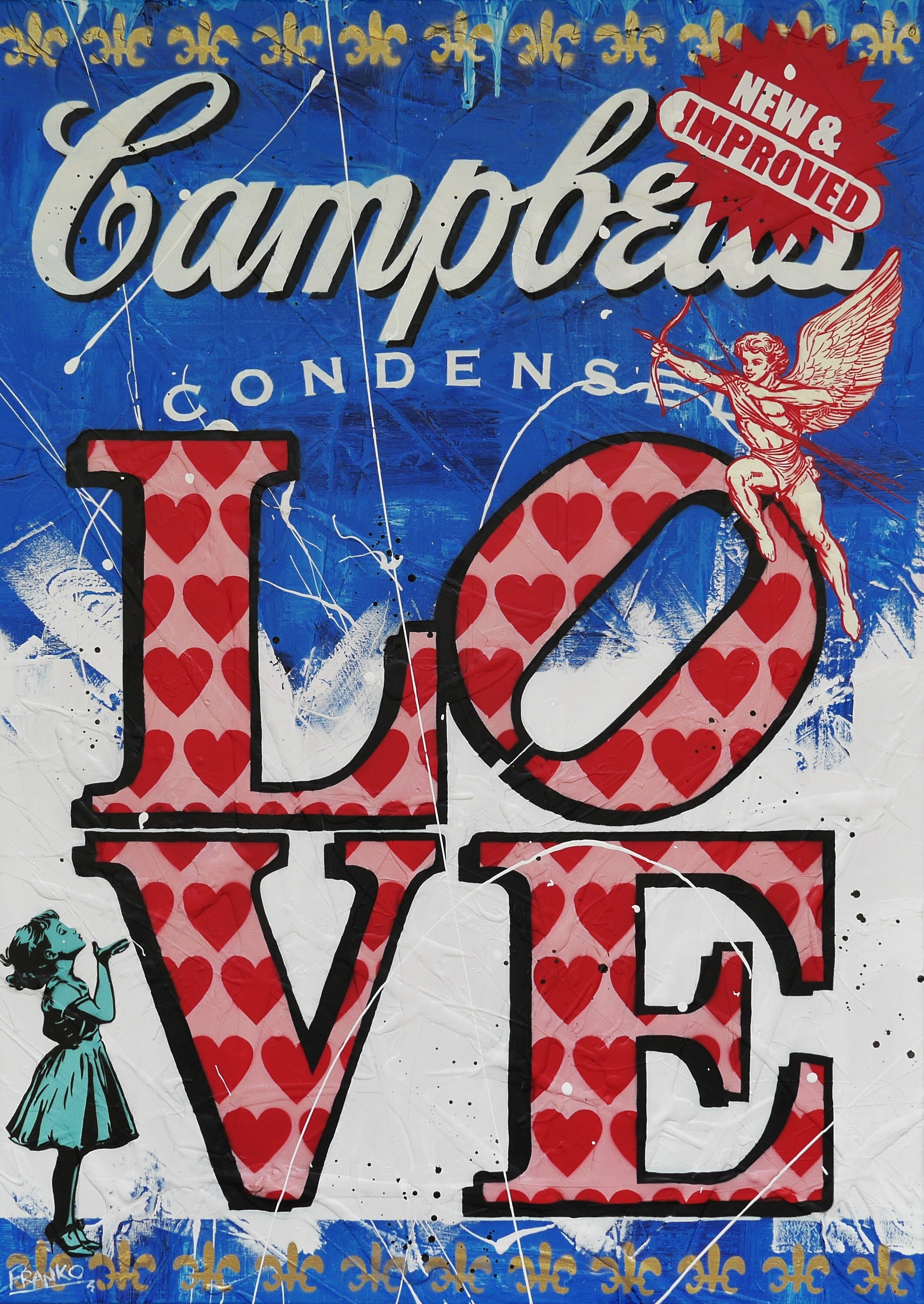 Campbell's Soup Textured Urban Pop Art Painting - 100cm x 140cm Canvas Wall Decor for Living Room, Bedroom & Office | Andy Warhol Inspired Modern Artwork