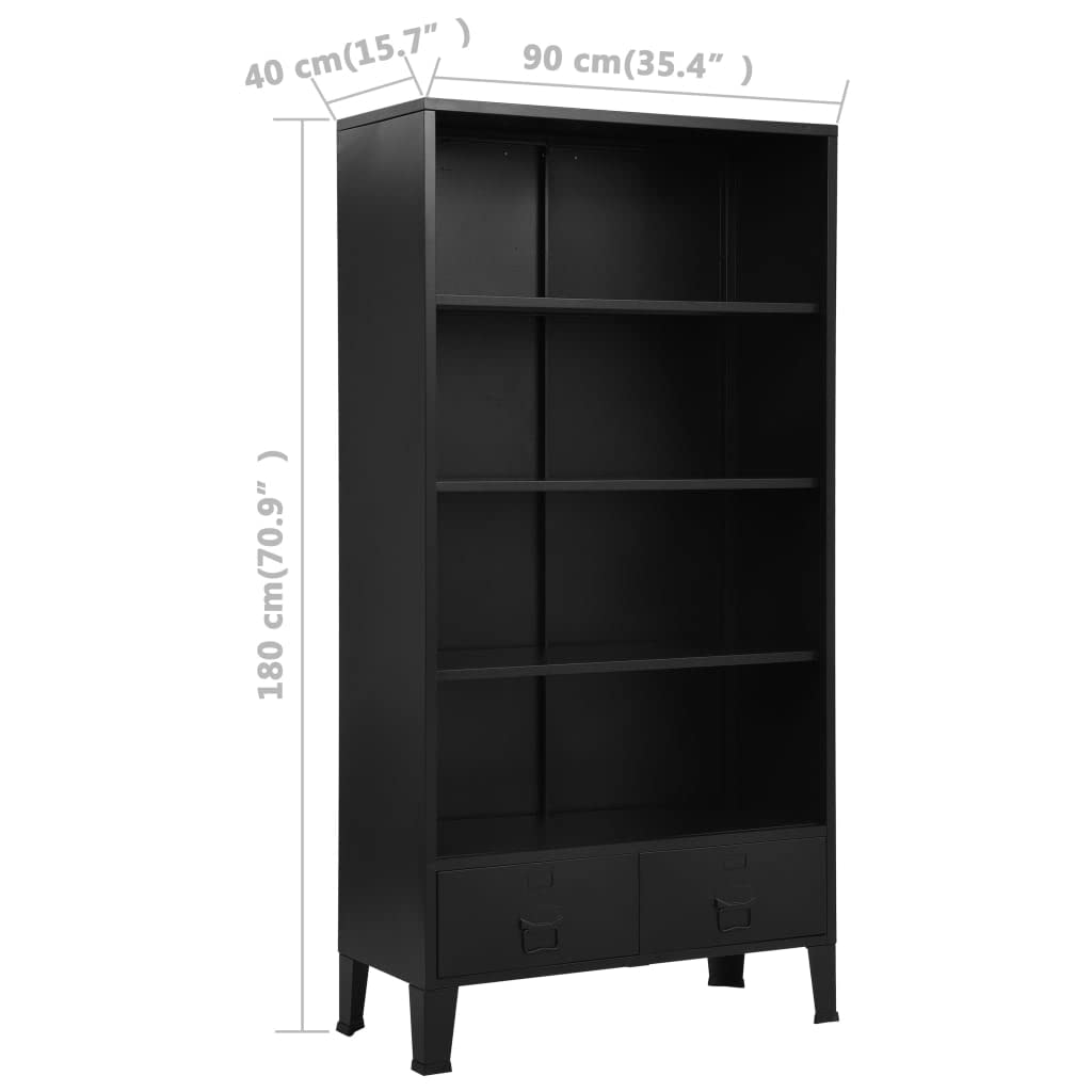 Industrial Black Bookshelf - 35.4