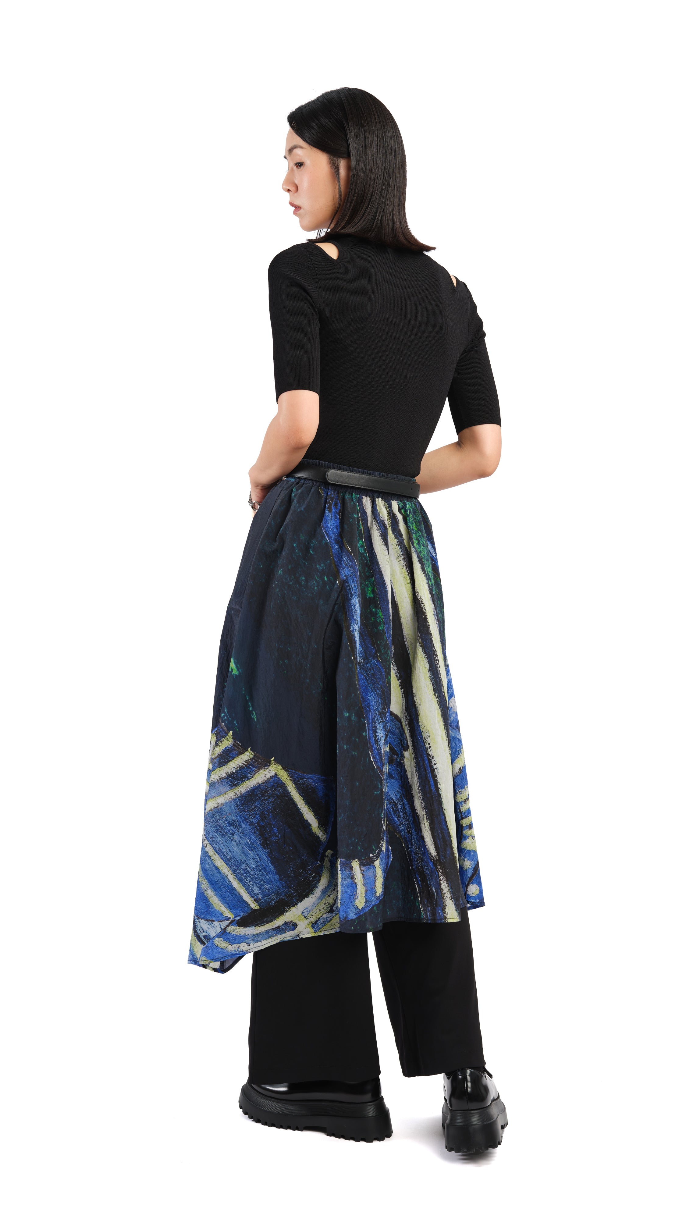 Selk'Nam Graphic Print Asymmetric Skirt - Unique Boho Chic Midi Skirt for Women | Perfect for Festivals, Beach Vacations & Boho Fashion Outfits