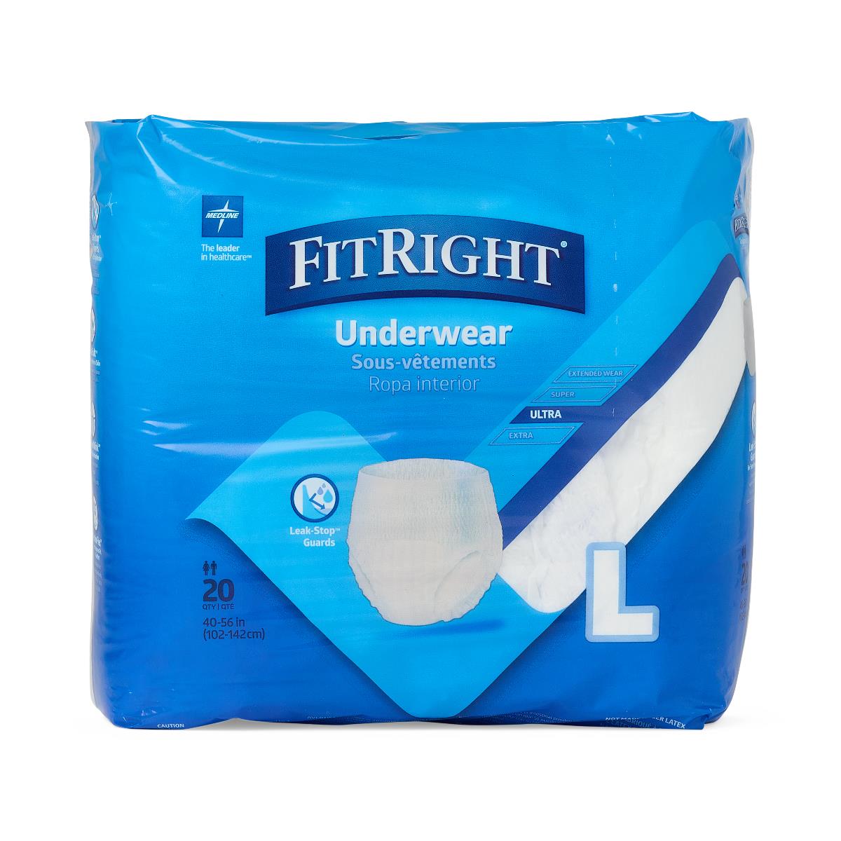 FitRight Ultra Adult Incontinence Underwear for Women & Men - Premium Absorbent Leak-Proof Underwear for Overnight Protection, Postpartum & Bladder Control - Comfortable Disposable Briefs for Active Lifestyle