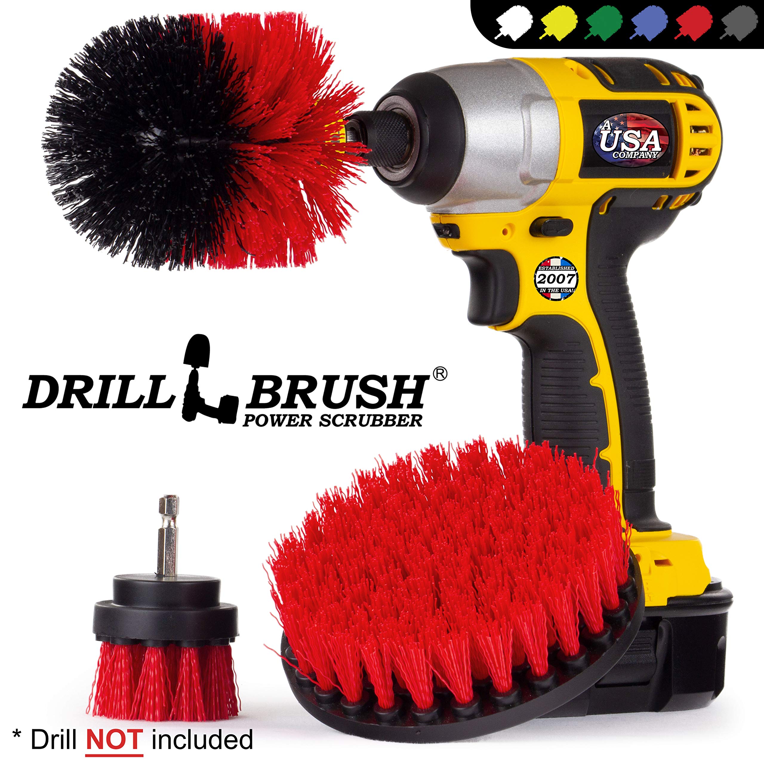 Outdoor Cleaning Supplies Kit - Heavy Duty Stiff Bristle Scrub Brushes for Concrete, Stone, Brick, Patio & Deck - Fountain & Stain Cleaning Tools - Perfect for Driveway, Pool Area & Outdoor Furniture Maintenance