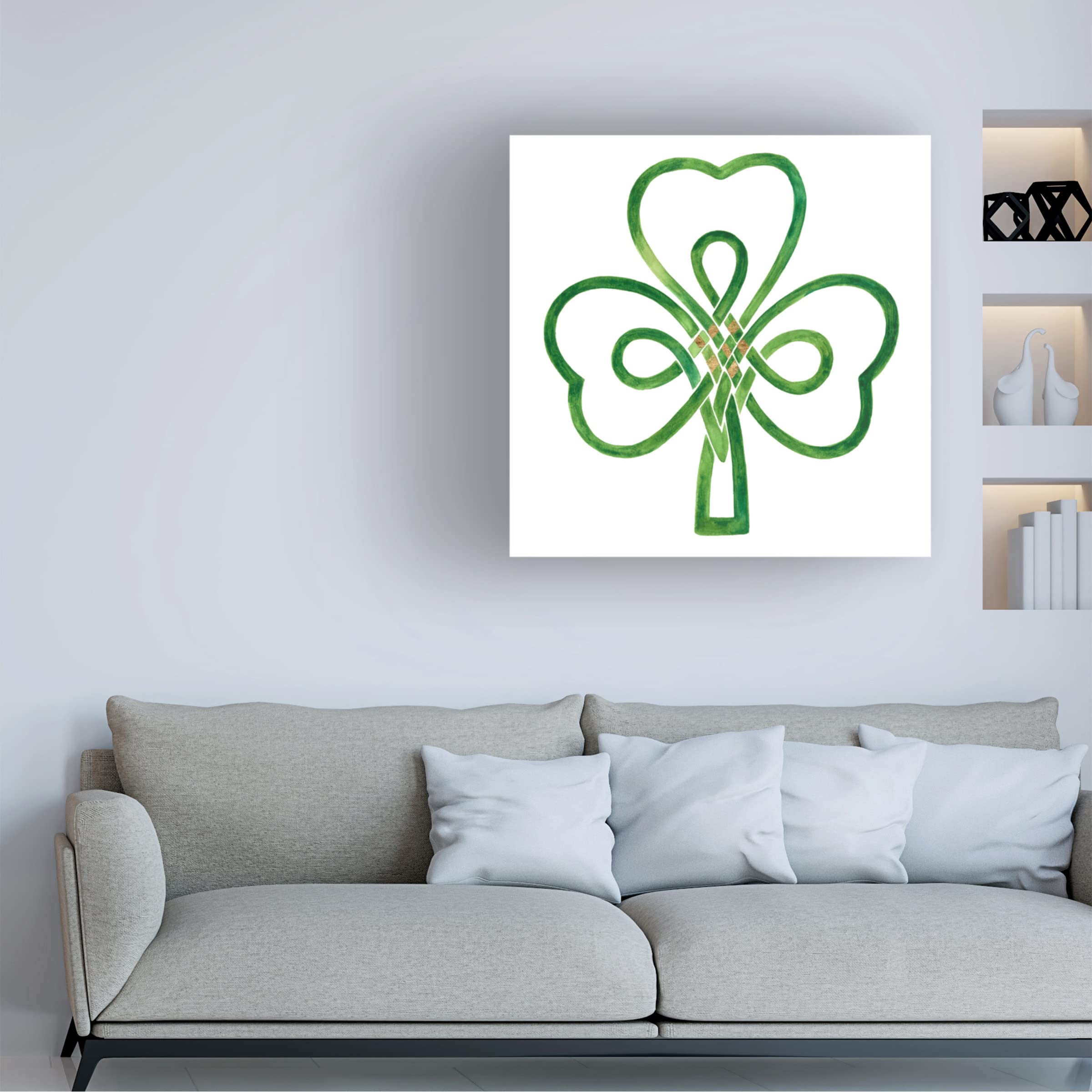Victoria Borges 'Gilded Shamrock I' Canvas Wall Art Print - Irish Decor, Celtic Home Decor, St. Patrick's Day Gift, Living Room & Office Wall Decor
