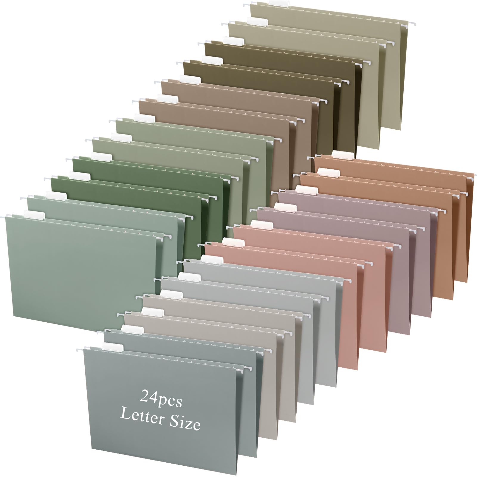 Yaomiao 24 Pcs 11.6 x 9 Inches Letter Size Hanging File Folders - Multicolor File Organizer with Tabs for Home, Classroom, Office & School Supplies (12 Morandi Colors) - Perfect for Document Storage, Paper Organization & Filing Systems