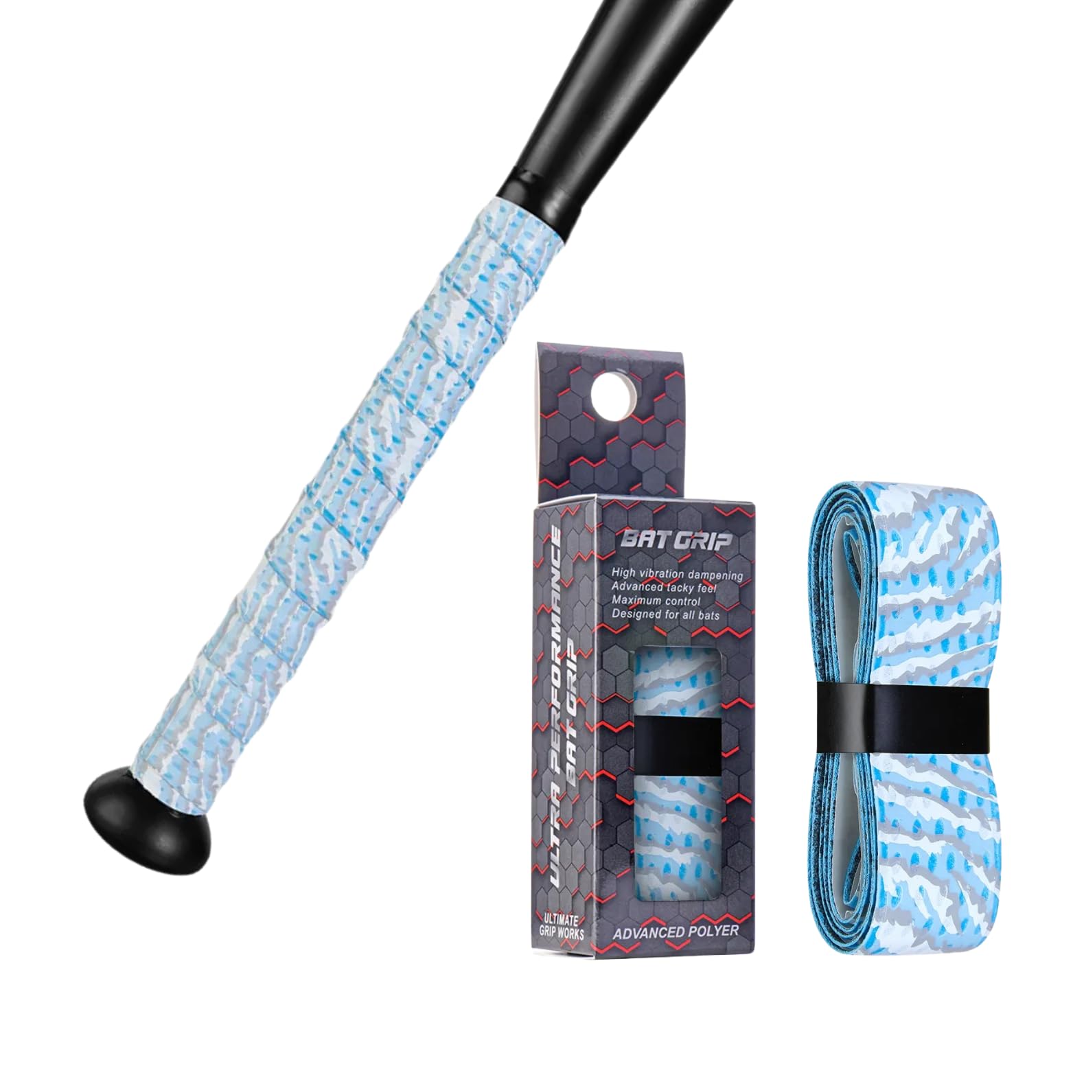 Premium Baseball Bat Grip Tape - 1.1mm Thick Precut Pro Feel Bat Handle Wrap - Replacement for Worn Baseball Bat Grips - Improve Bat Control & Comfort for Baseball, Softball, and Training Sessions