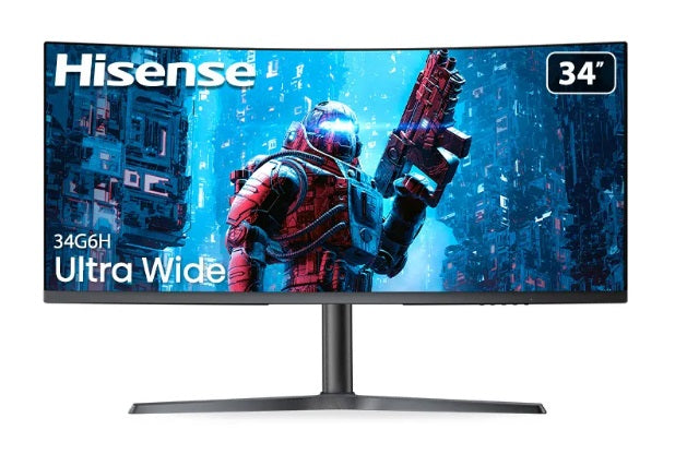 Hisense 34G6H 34-Inch UltraWide Curved Gaming Monitor 144Hz QHD Display - Perfect for PC Gaming, Home Office & Multi-Tasking Workspace