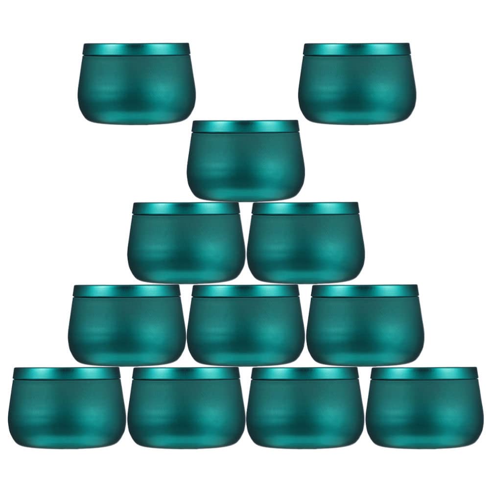 FOMIYES 12-Pack 4oz Round Tinplate Candle Containers with Lids - Empty Candle Tins for DIY Candle Making, Tea Storage, Candy Jars, Bead Organizers & Party Favors - Perfect for Home Decor, Wedding Centerpieces & Craft Projects (Green)