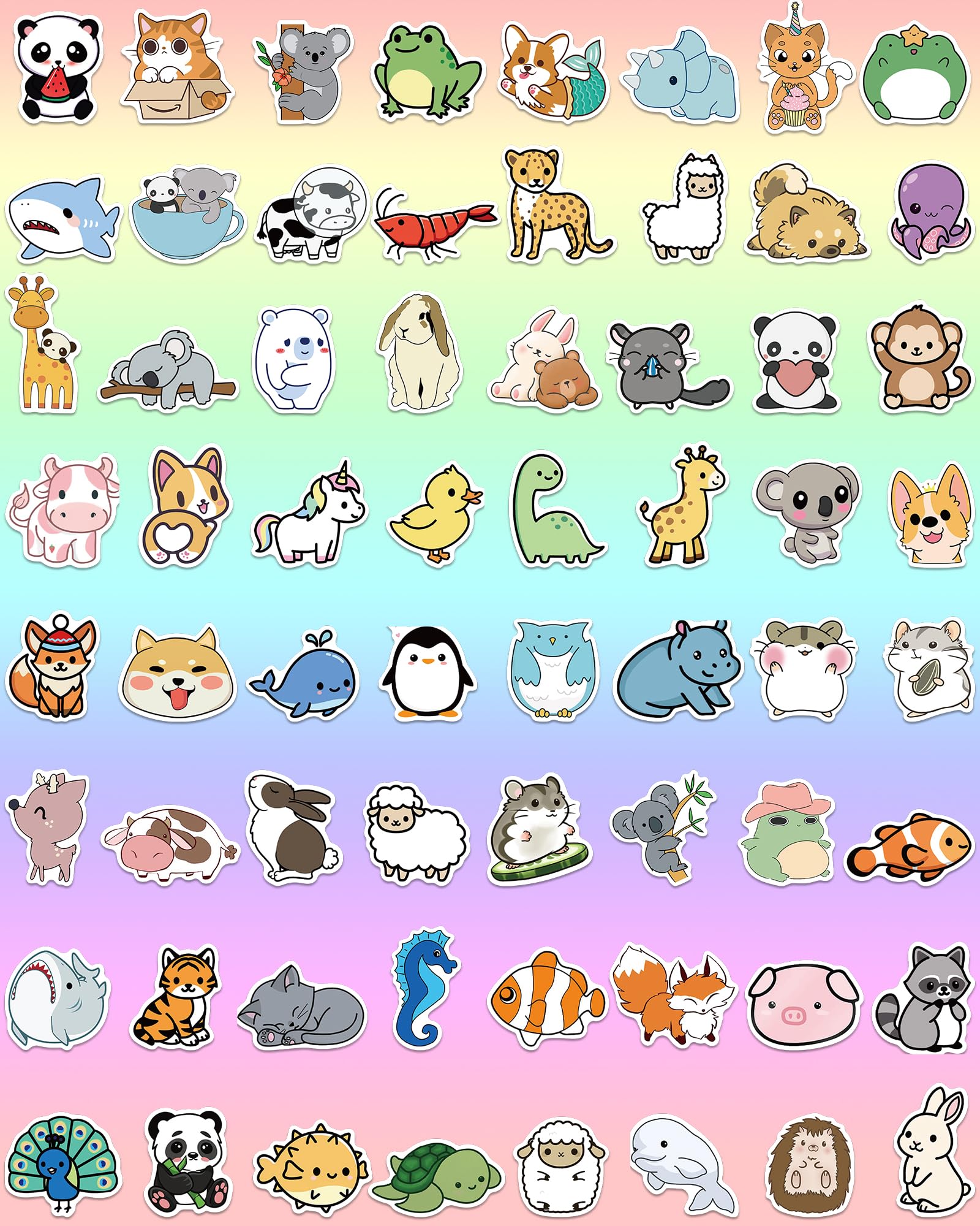 Benresive 100 Pcs Cute Animal Stickers for Kids - Waterproof Vinyl Decals for Water Bottles, Laptops & Notebooks - Fun Classroom Rewards & Elementary School Prizes - Perfect for DIY Crafts, Scrapbooking & Kids' Room Decor