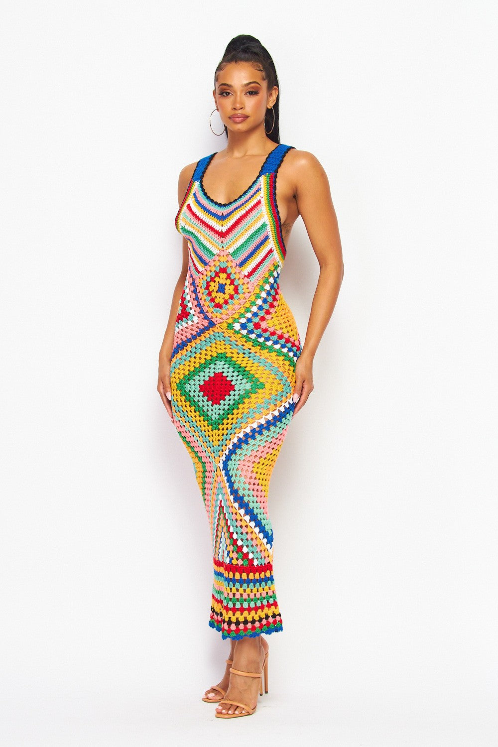 Bora Bora Knit Dress - Women's Summer Boho Maxi Dress with Floral Print | Perfect for Beach Vacations, Date Nights & Casual Outings
