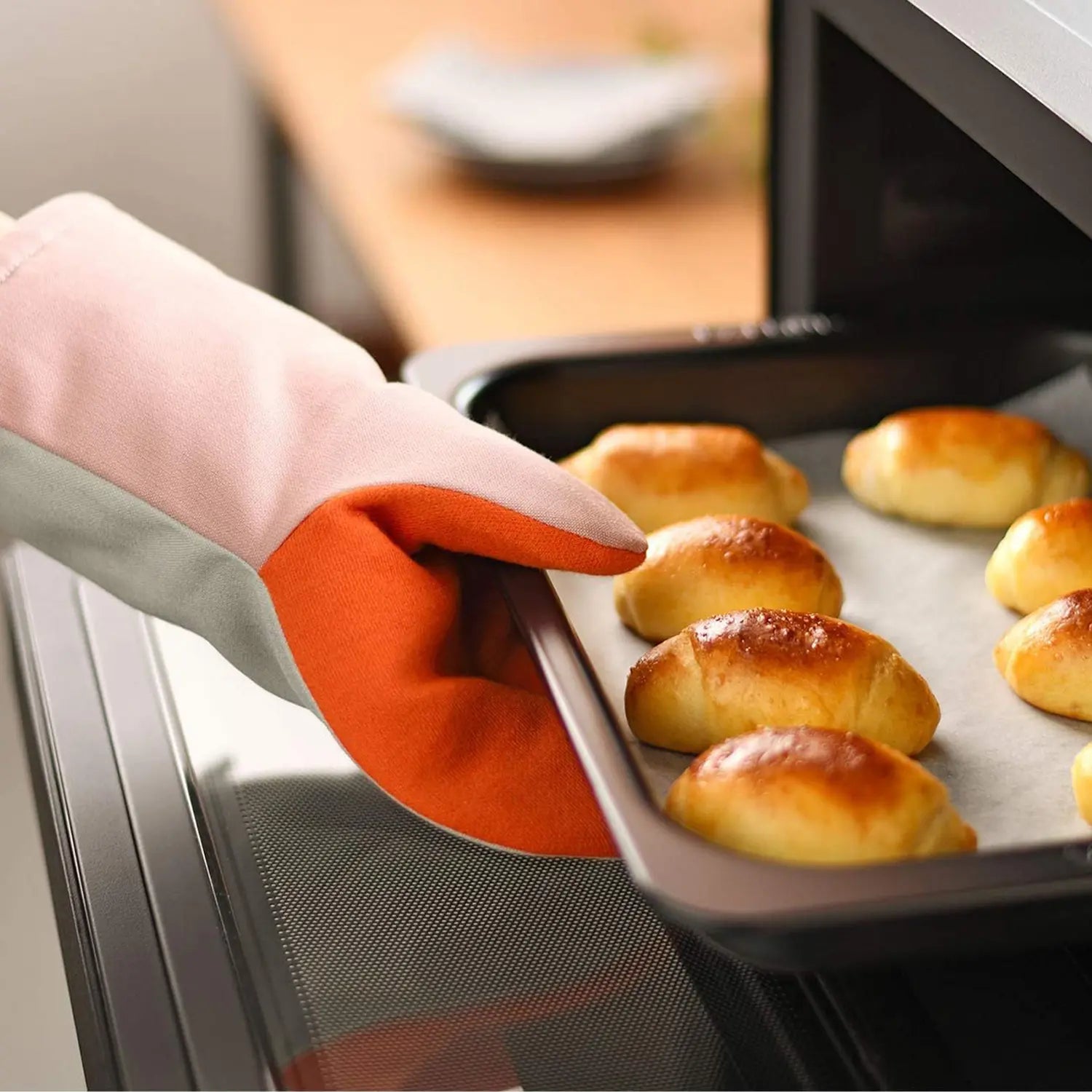 Heat Resistant Cotton Oven Mitts - Kitchen Baking Gloves for Cooking, Grilling & Baking - Perfect for Oven, BBQ, and Hot Pans