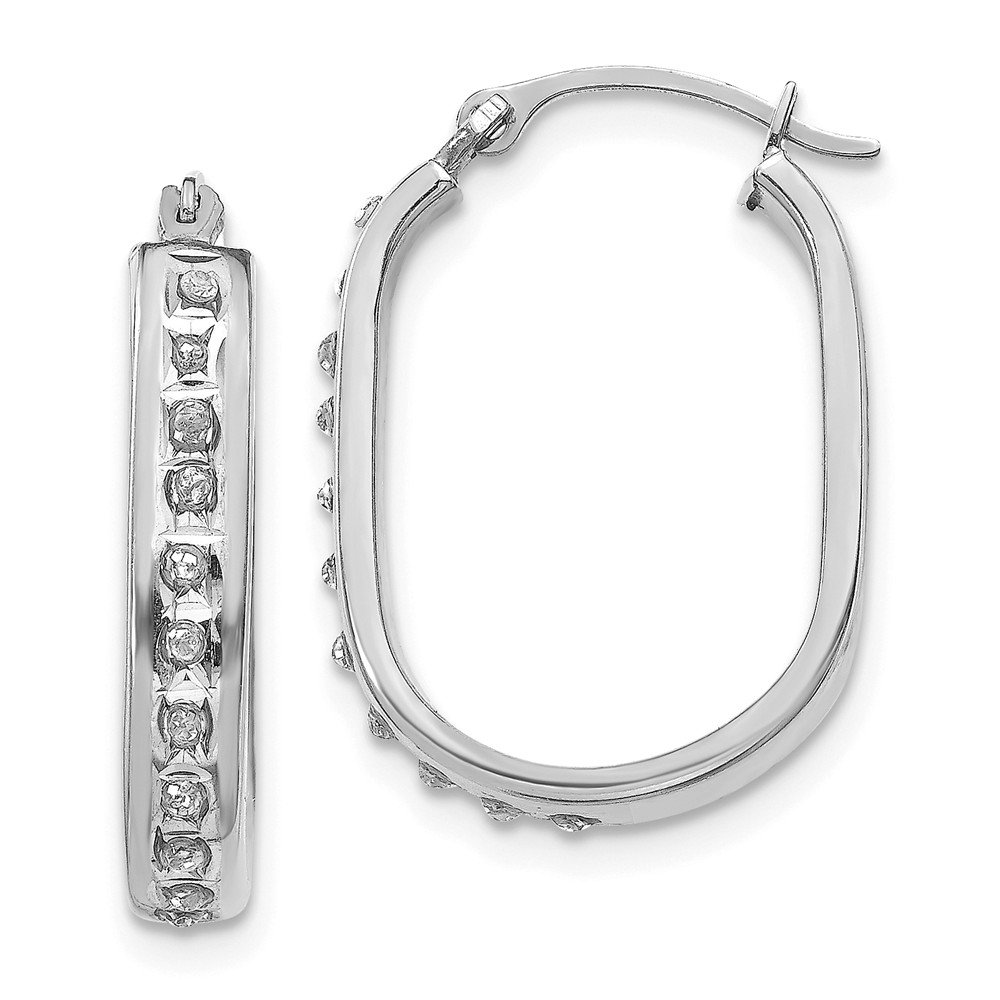 14K White Gold Diamond Hinged Hoop Earrings for Women - Elegant Square Design by Jewels By Lux | Perfect for Weddings, Parties & Special Occasions