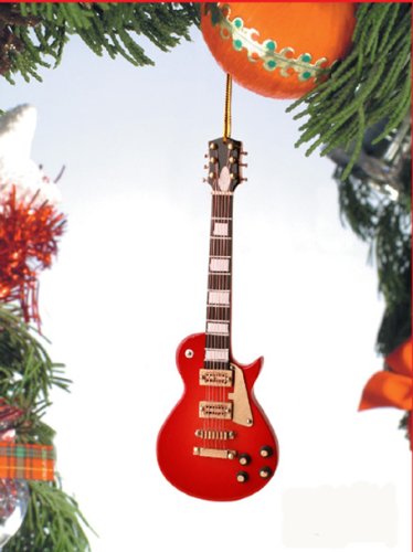 Les Paul Electric Guitar Christmas Tree Ornament - Red Miniature Guitar Decor for Holiday, Xmas Gift, Music Lover Present - Perfect for Tree Decorations, Gift Exchanges & Music Theme Parties