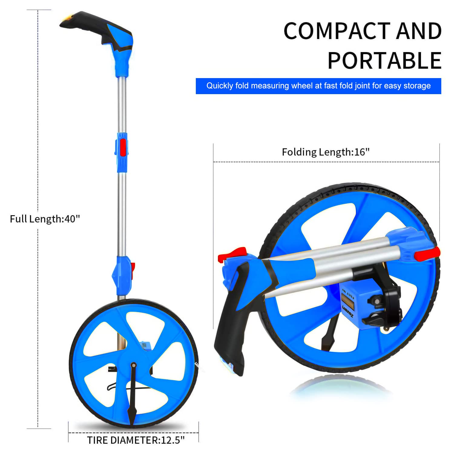 Zozen 3-Section Collapsible Measuring Wheel with Backpack - 12