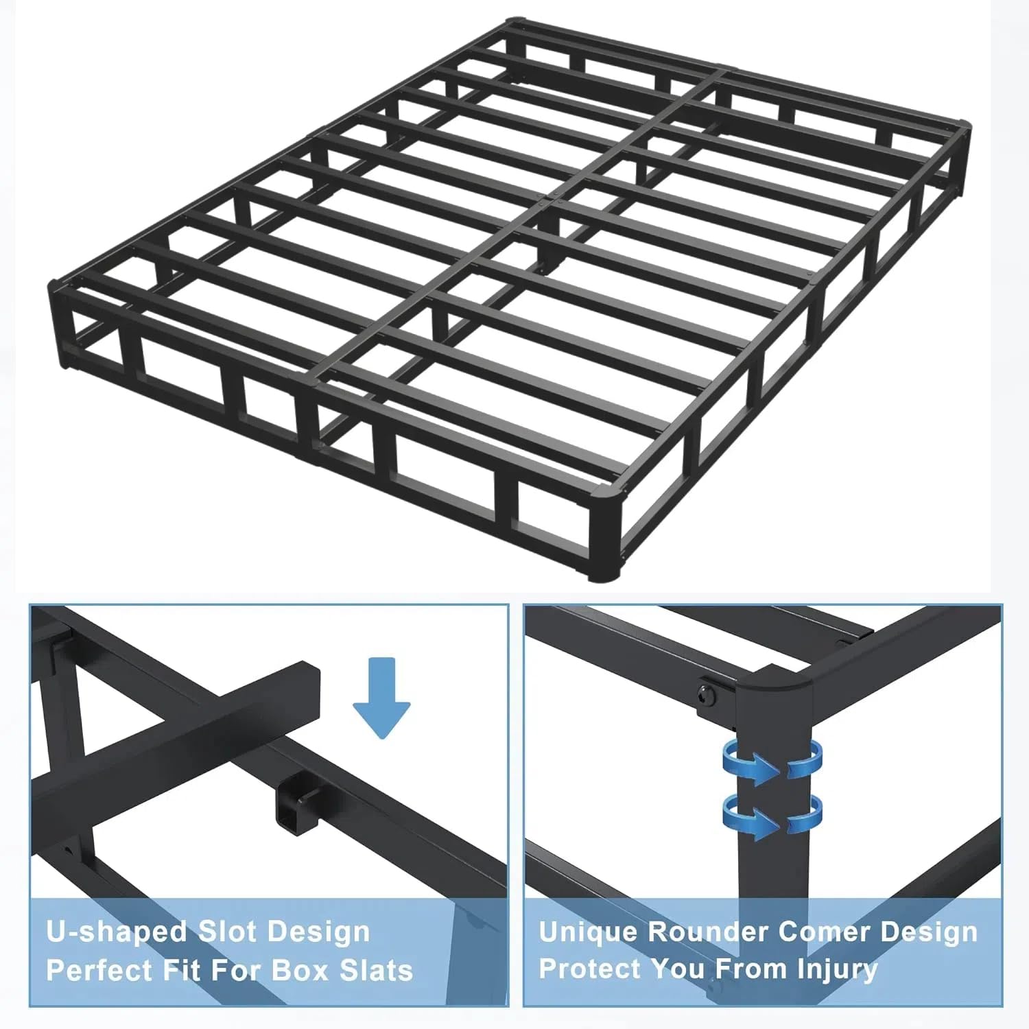 7 Inch High Profile Box Spring for King Bed - Sturdy Metal Frame Mattress Foundation with Easy Assembly | Quiet & Noise-Free Support | Perfect for Bedroom, Guest Room & Dormitory Use
