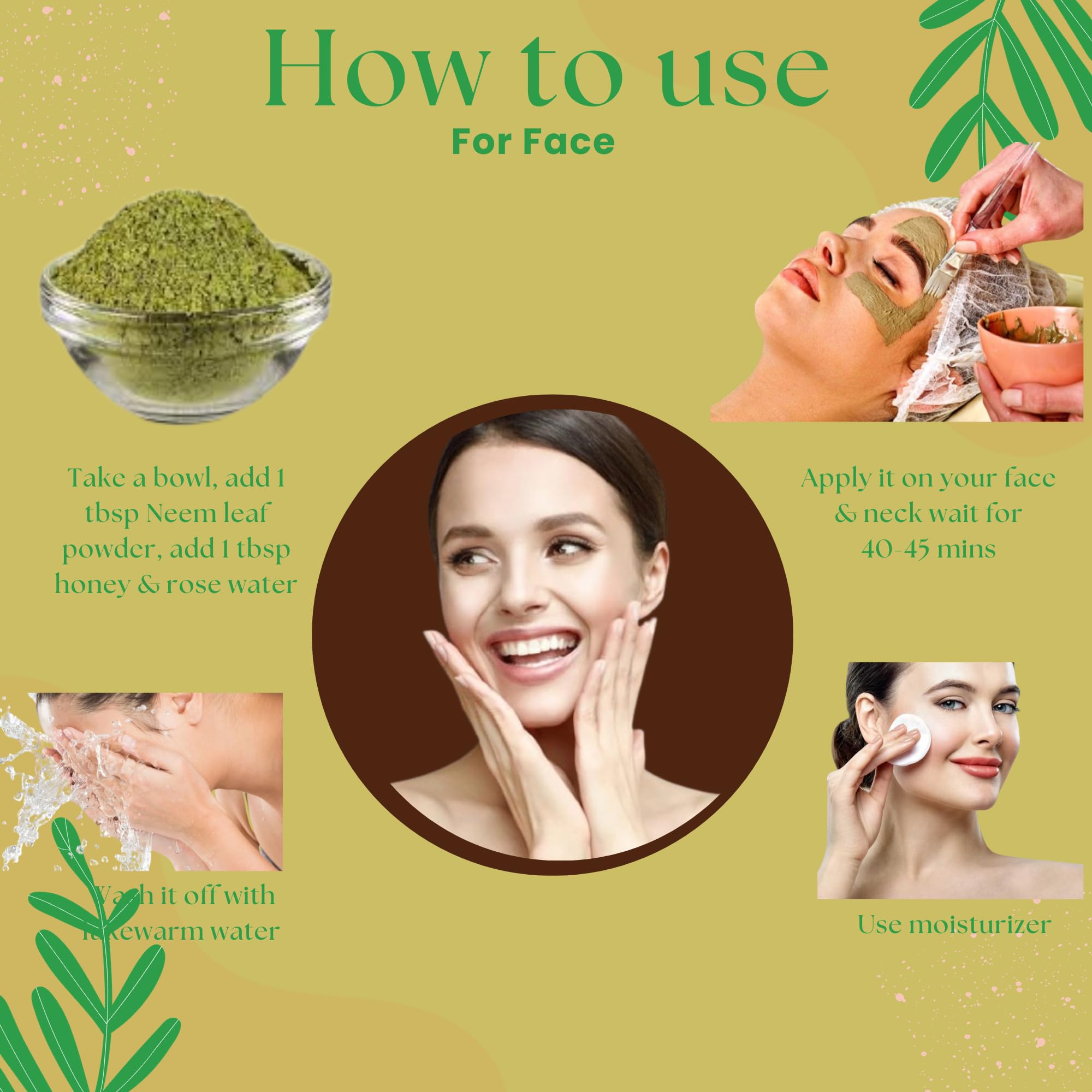 QYKKARE Pure Natural Premium Neem Leaf Powder (Azadirachta indica) - 200g for Hair, Skin & Face Care | Organic Ayurvedic Treatment for Acne, Dandruff & Glowing Skin | DIY Face Mask & Hair Pack
